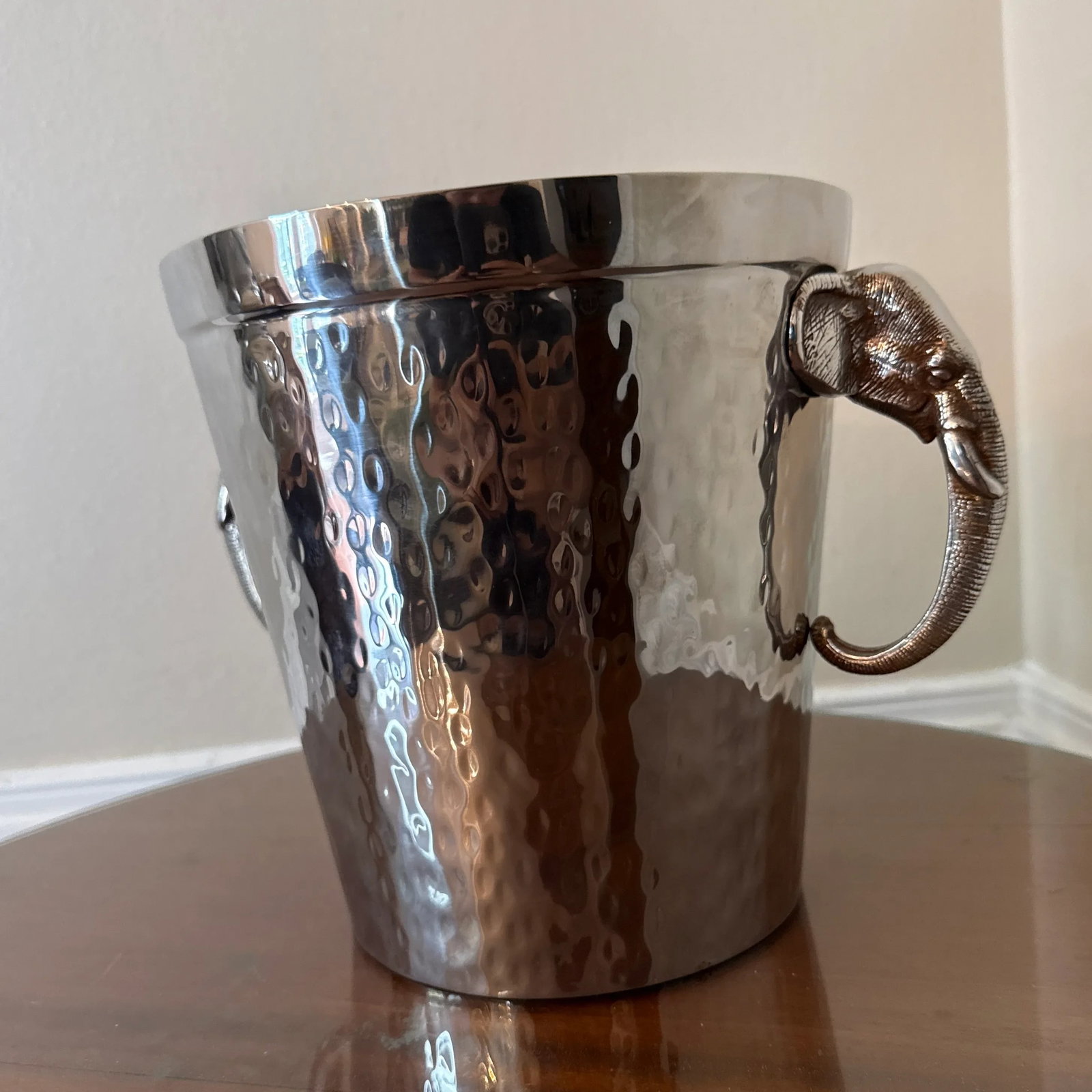 Vintage Elephant Hammered Stainless Steel Ice Bucket - 2