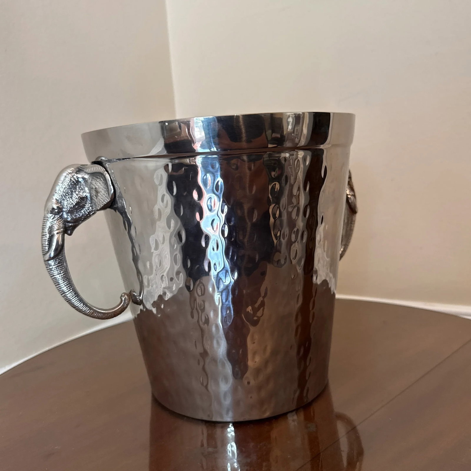 Vintage Elephant Hammered Stainless Steel Ice Bucket - 3