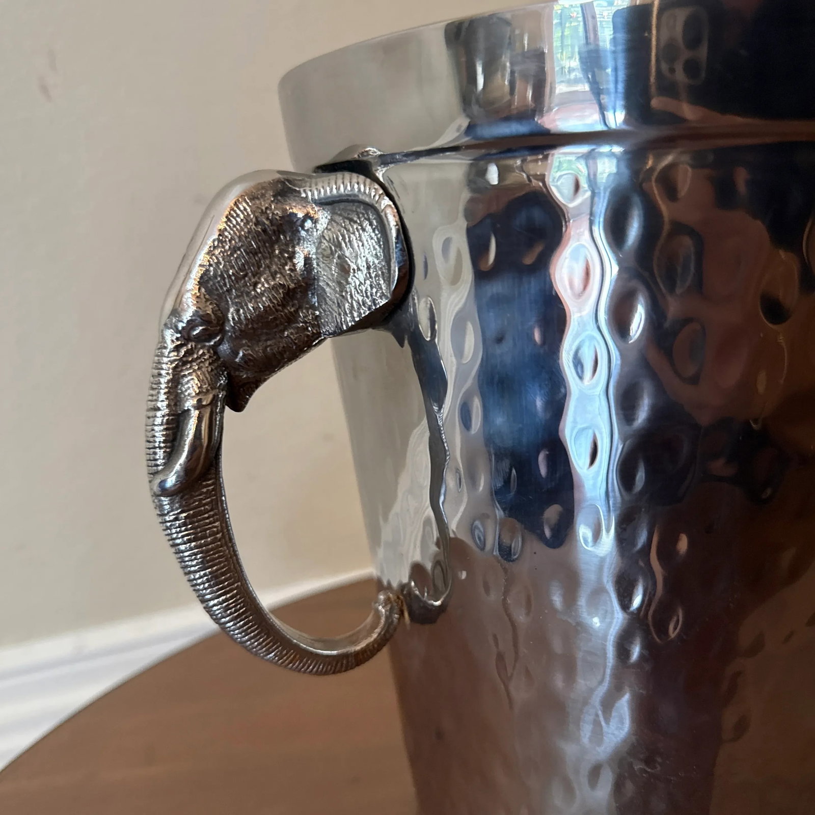 Vintage Elephant Hammered Stainless Steel Ice Bucket - 5