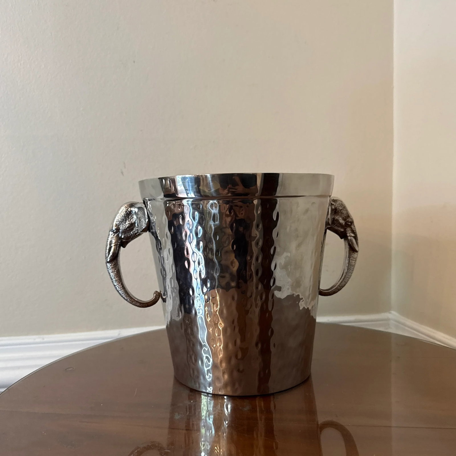 Vintage Elephant Hammered Stainless Steel Ice Bucket - 6