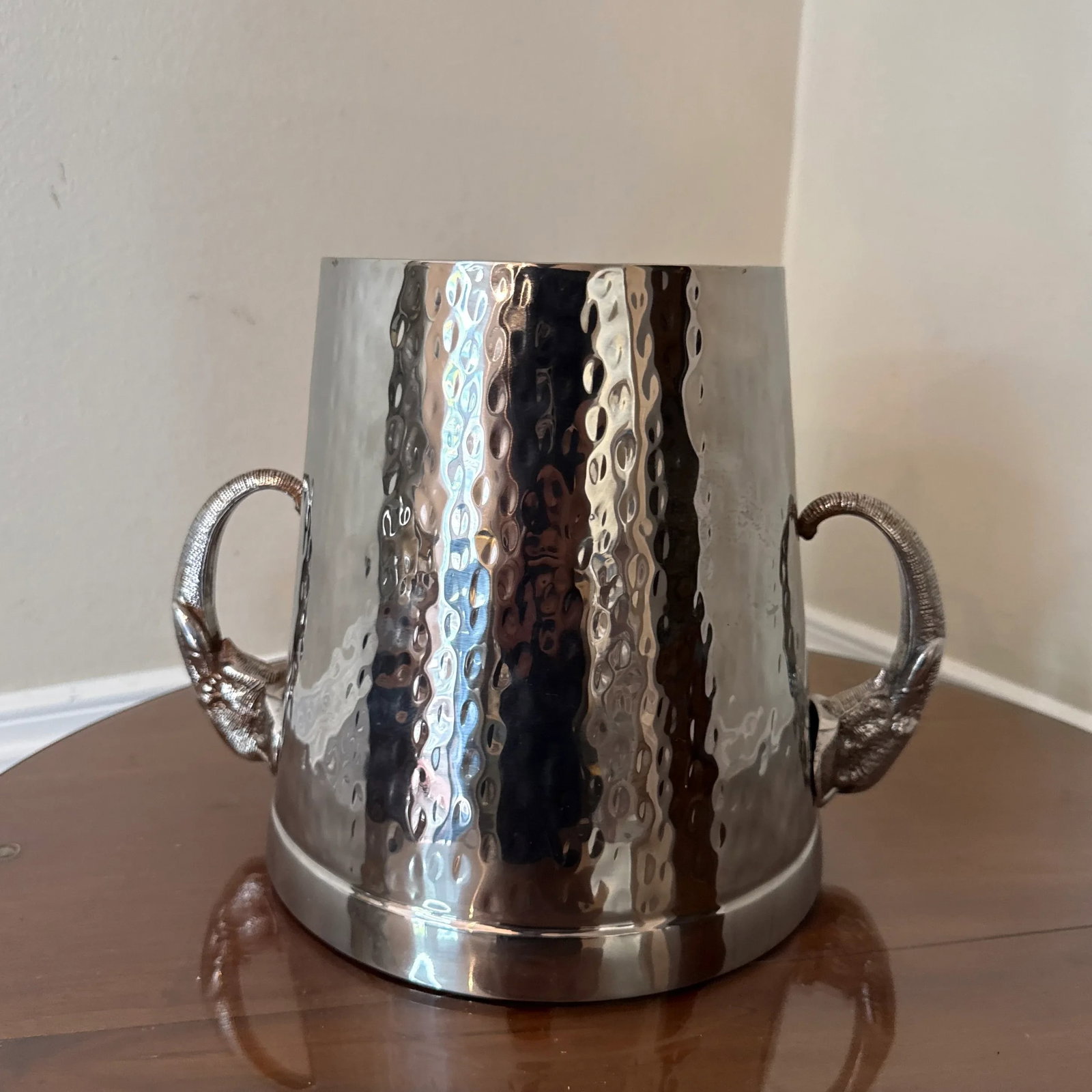 Vintage Elephant Hammered Stainless Steel Ice Bucket - 7