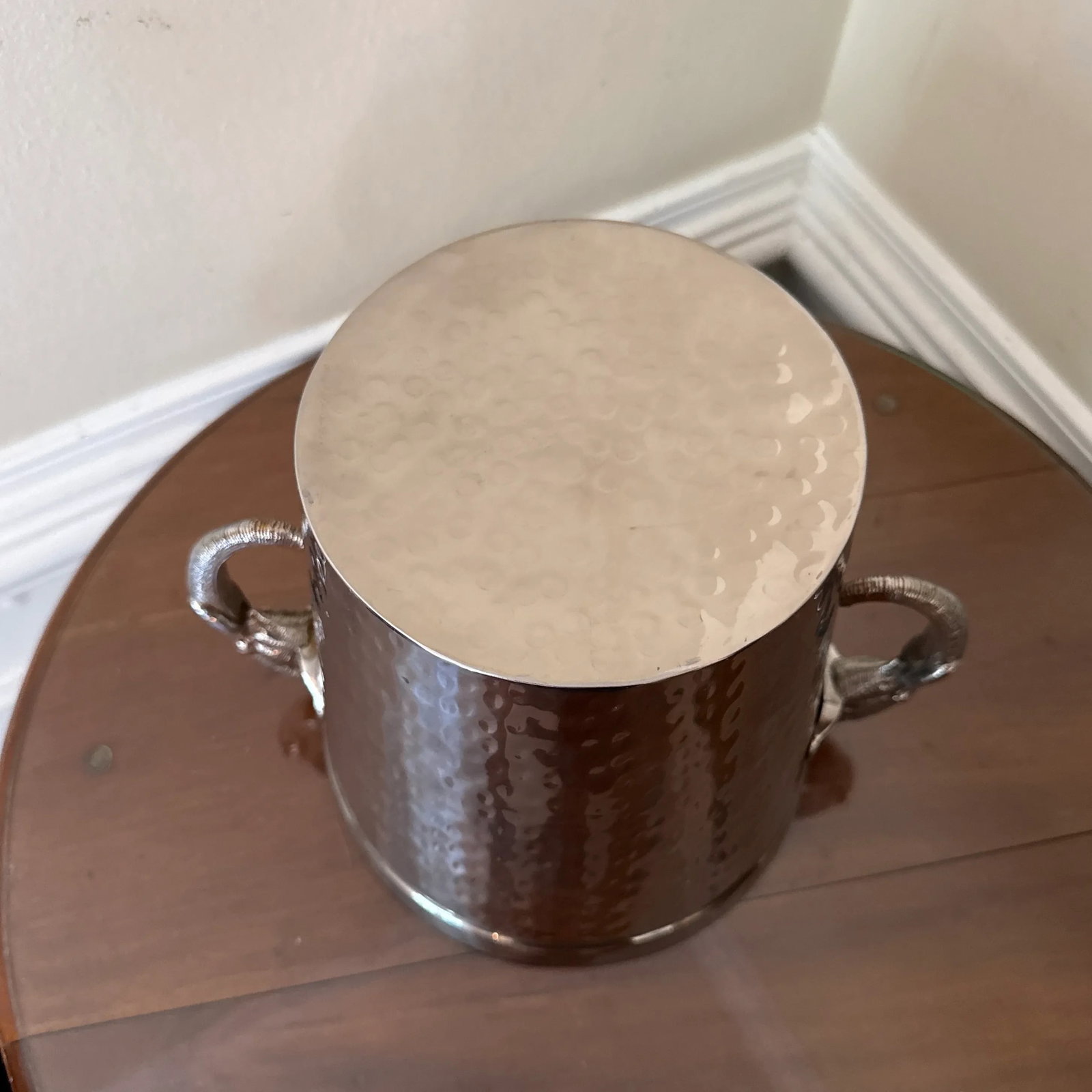 Vintage Elephant Hammered Stainless Steel Ice Bucket - 8