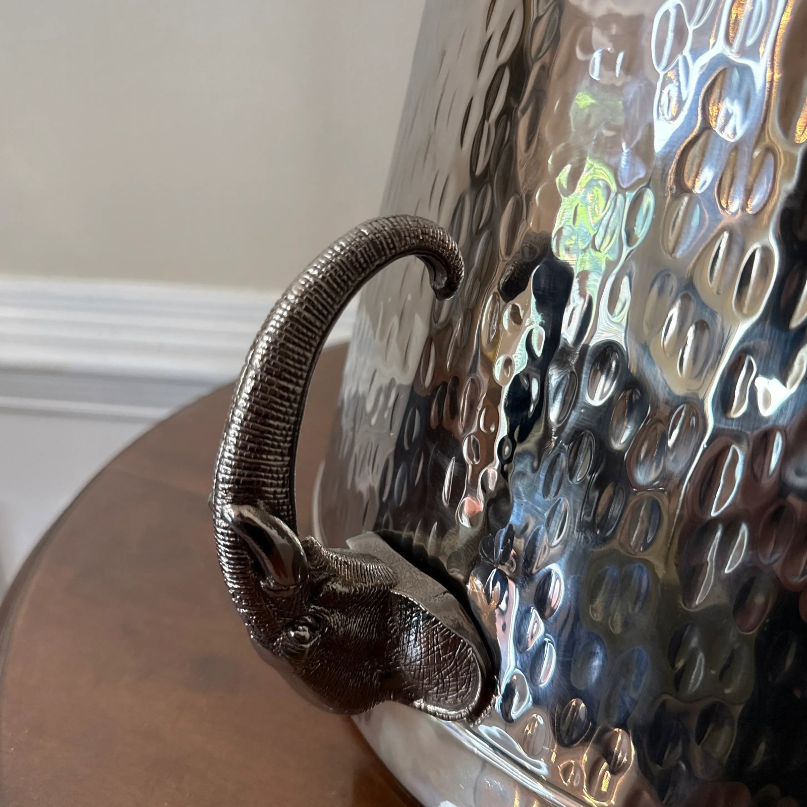 Vintage Elephant Hammered Stainless Steel Ice Bucket - 10