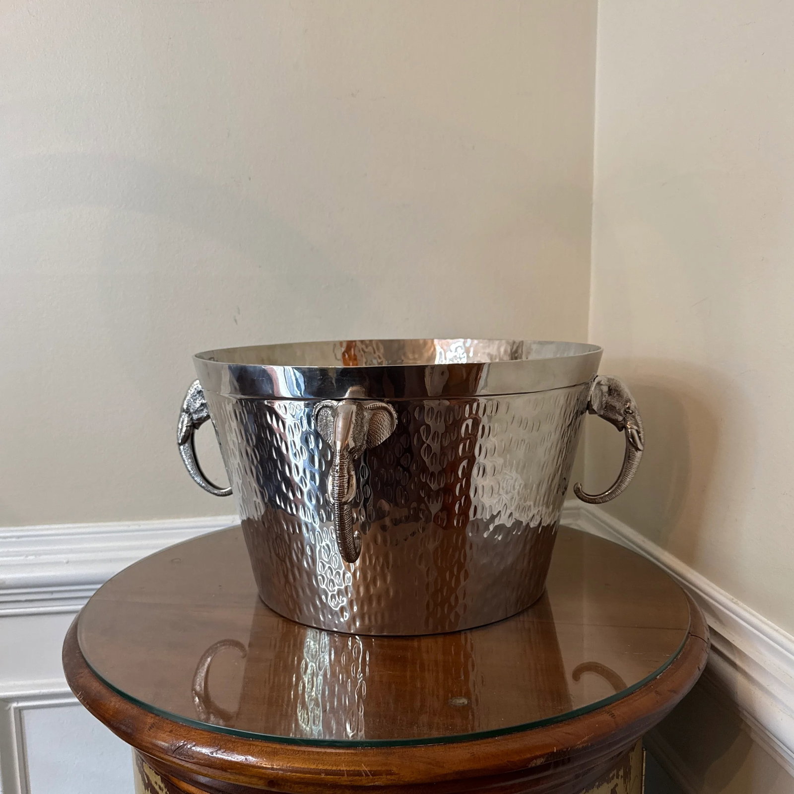 Vintage Elephant Hammered Stainless Steel Ice Bucket - 2