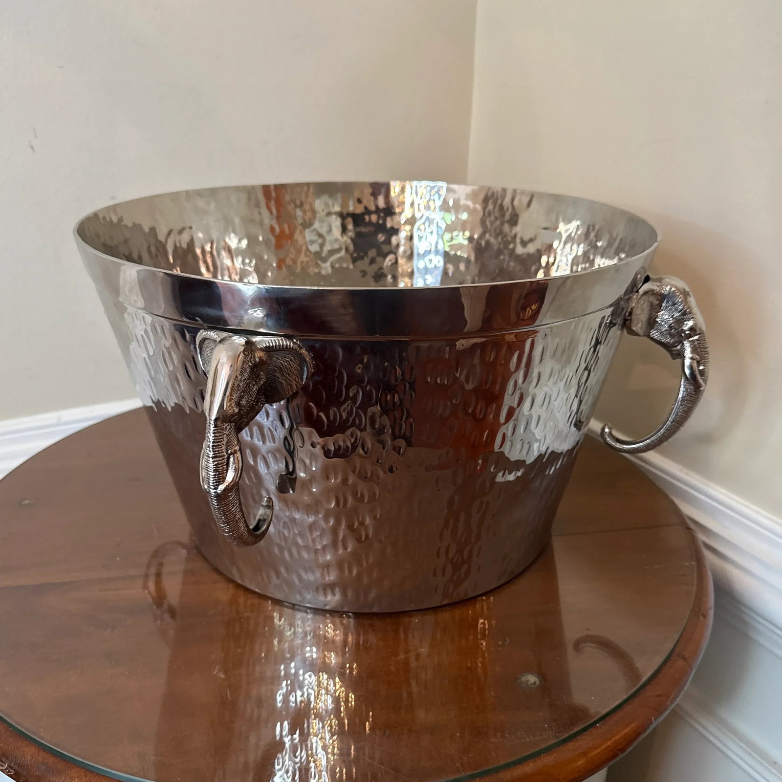 Vintage Elephant Hammered Stainless Steel Ice Bucket - 5