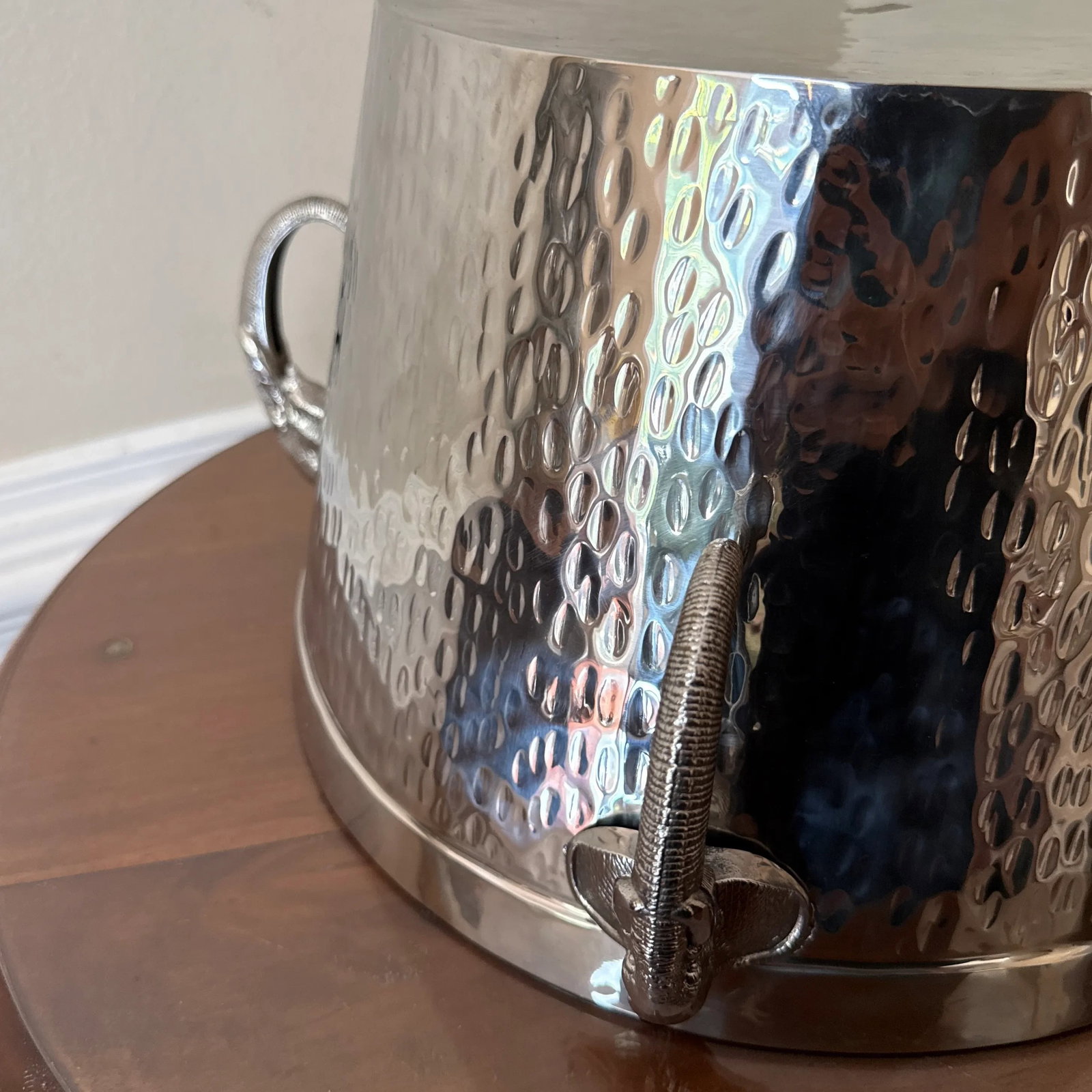 Vintage Elephant Hammered Stainless Steel Ice Bucket - 9