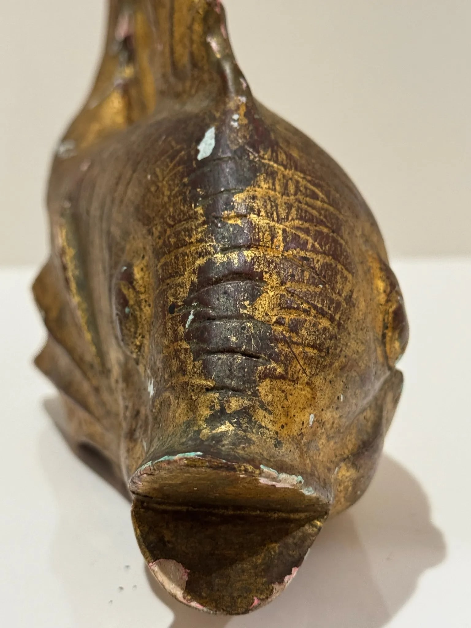 Pair of Vintage Oversized Hand-Carved Gilded Wooden Koi Fish - 12