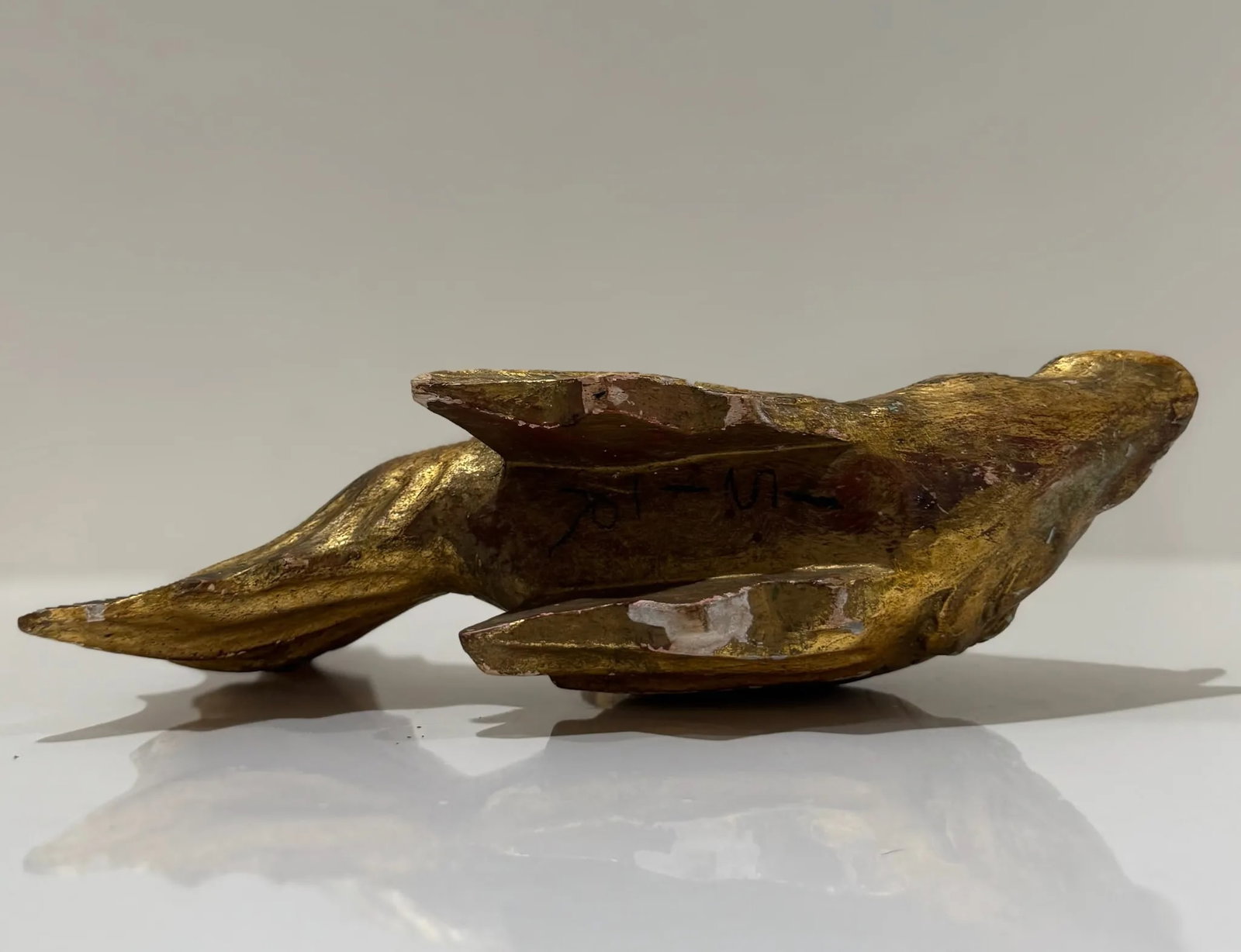 Pair of Vintage Oversized Hand-Carved Gilded Wooden Koi Fish - 14