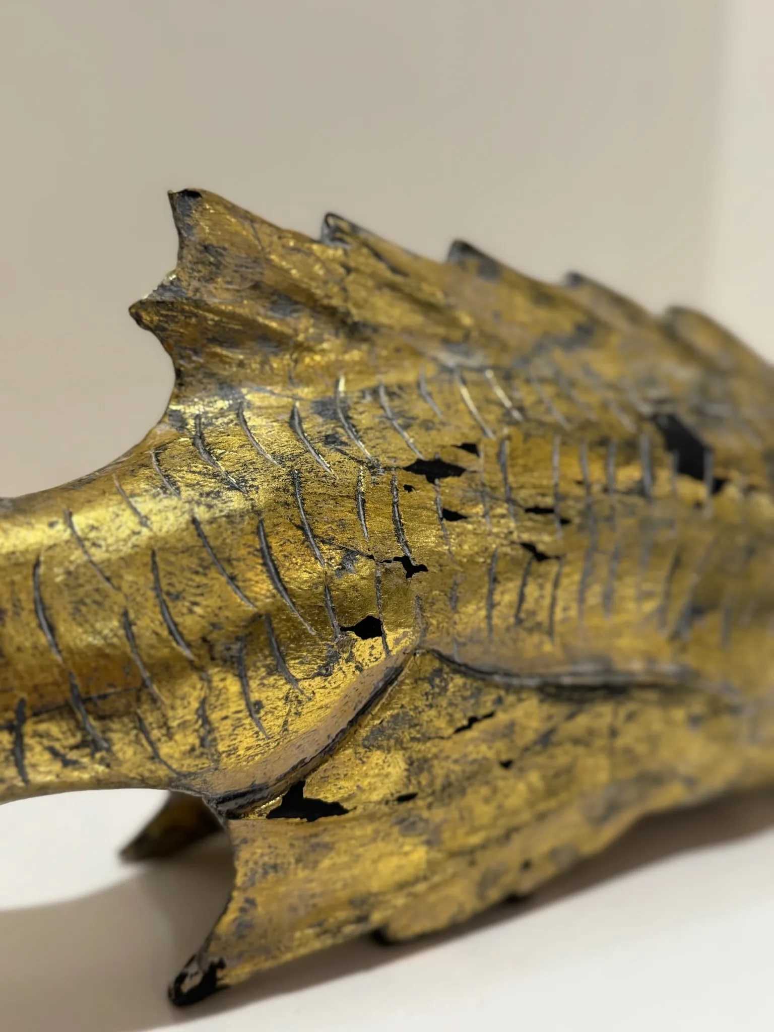 Pair of Vintage Oversized Hand-Carved Gilded Wooden Koi Fish - 4