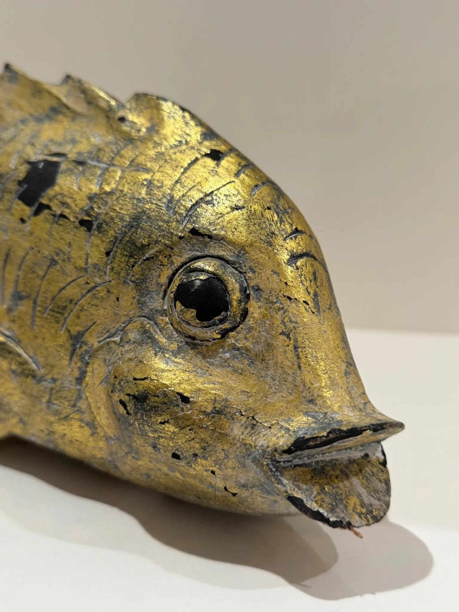 Pair of Vintage Oversized Hand-Carved Gilded Wooden Koi Fish - 5