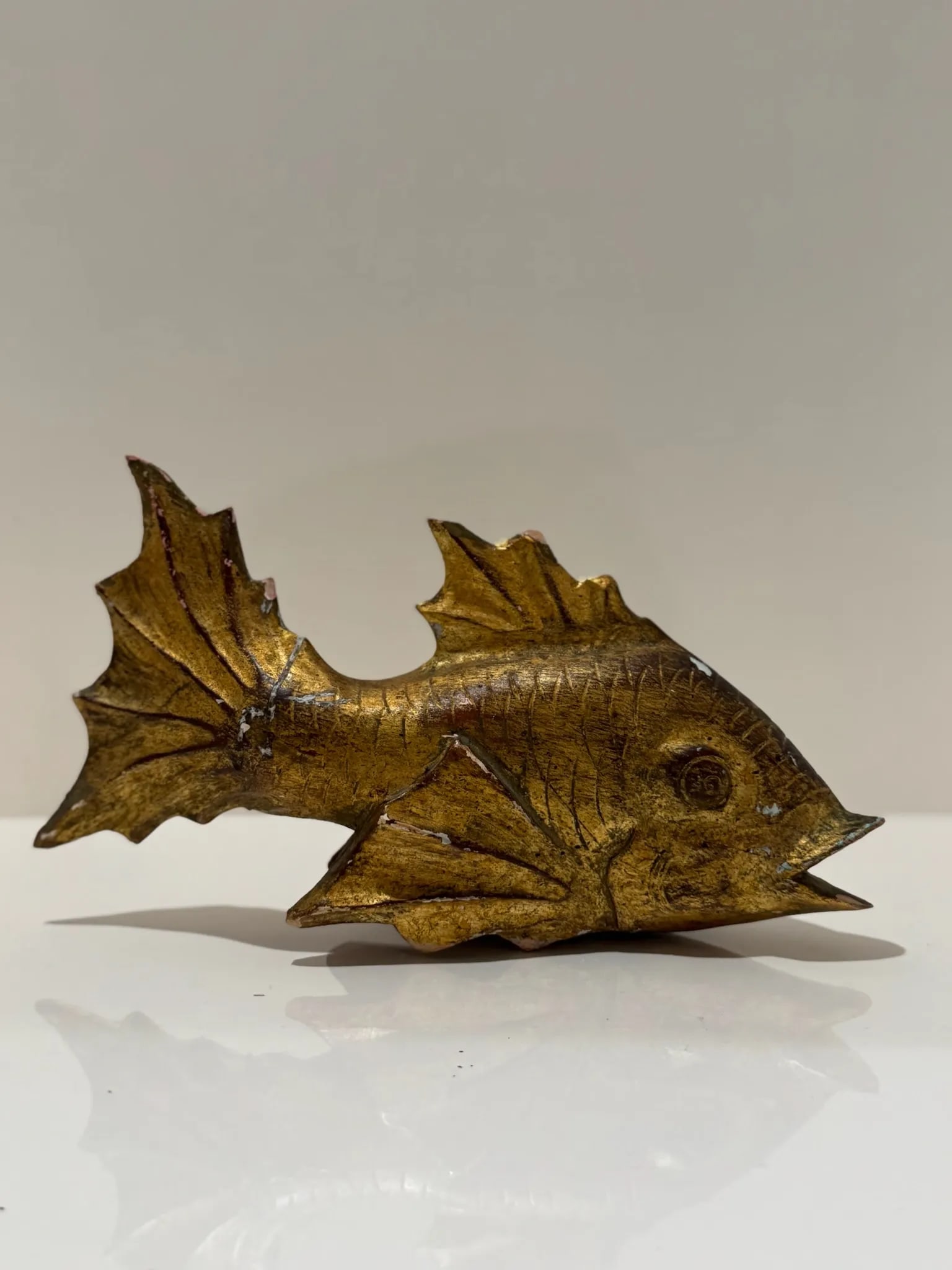 Pair of Vintage Oversized Hand-Carved Gilded Wooden Koi Fish - 9