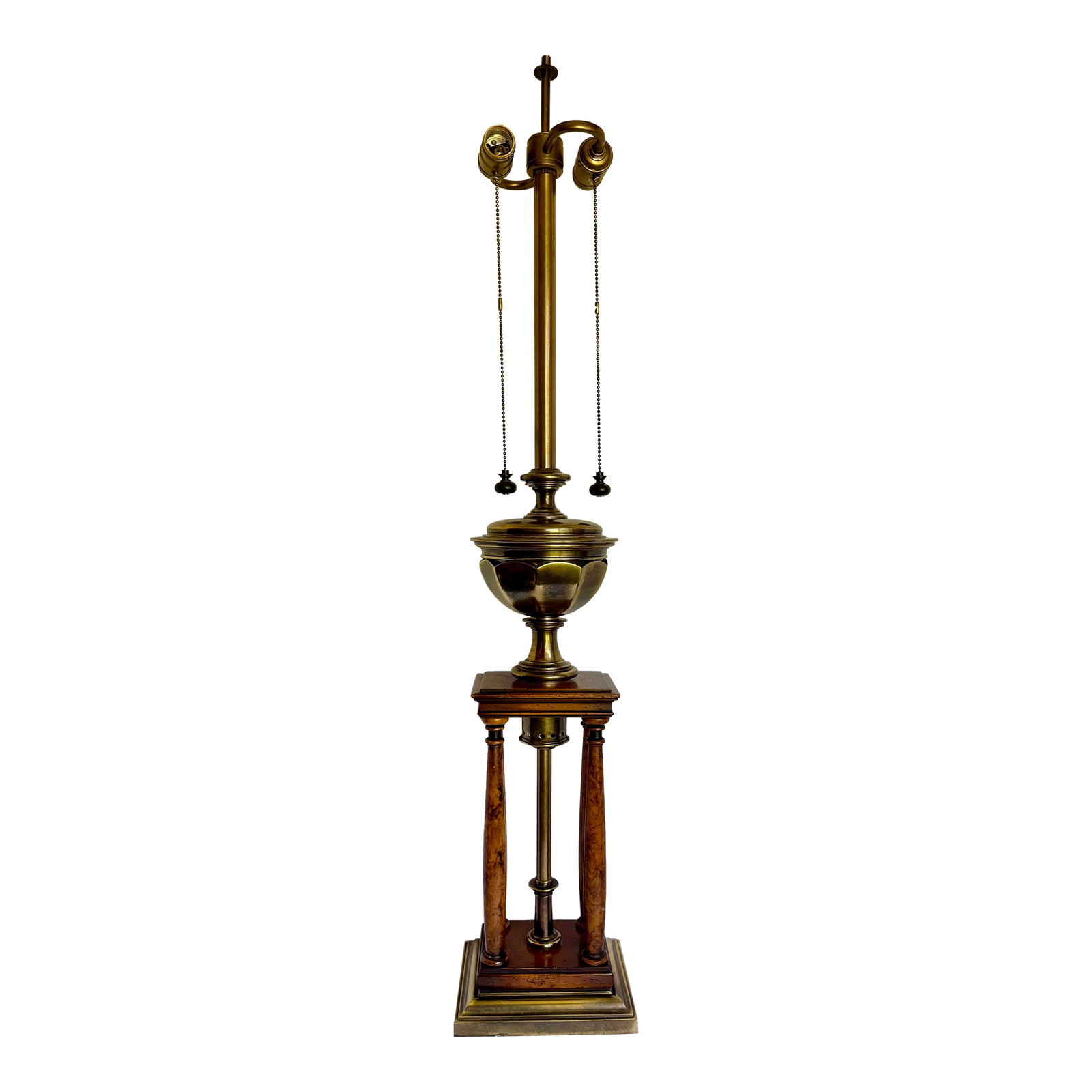 Vintage Stiffel Neoclassical Regency Brass and Wood Column Table Lamp (1 of 12)