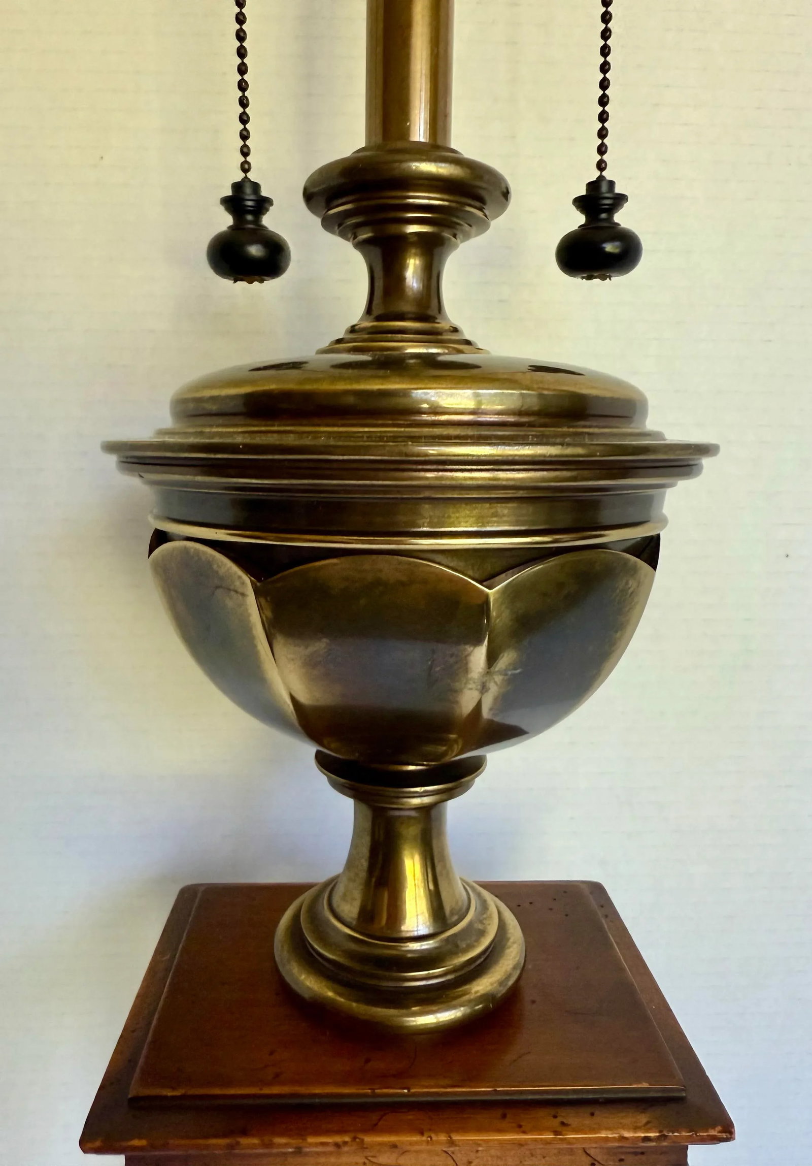 Vintage Stiffel Neoclassical Regency Brass and Wood Column Table Lamp - 6