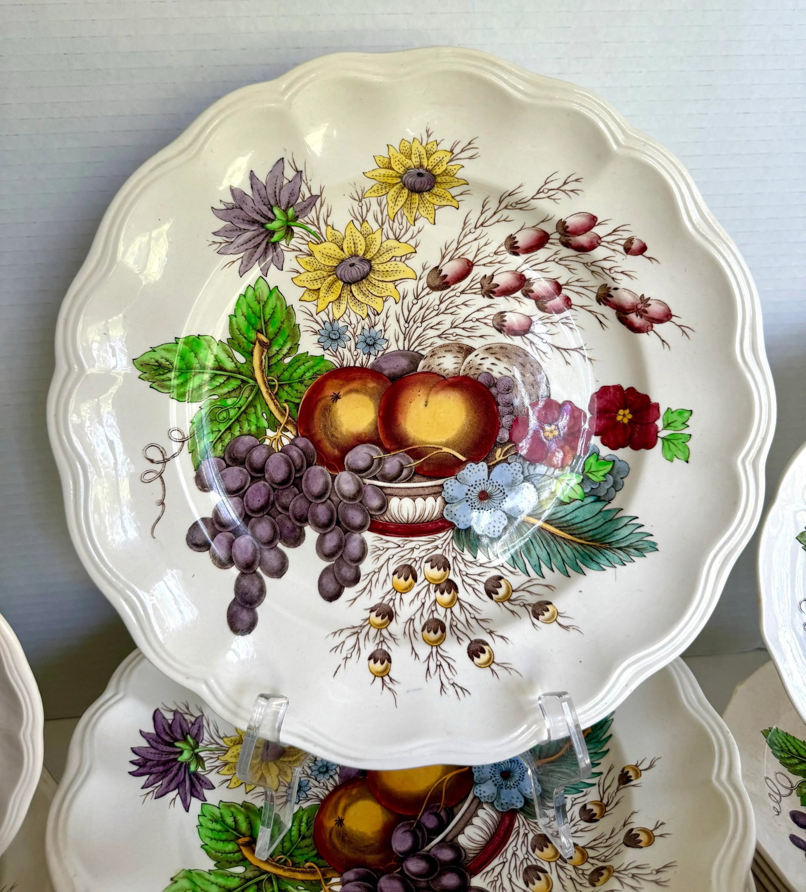 English Spode "Reynolds" Flowers and Fruit Dinnerware Set - 57 Pieces - 2