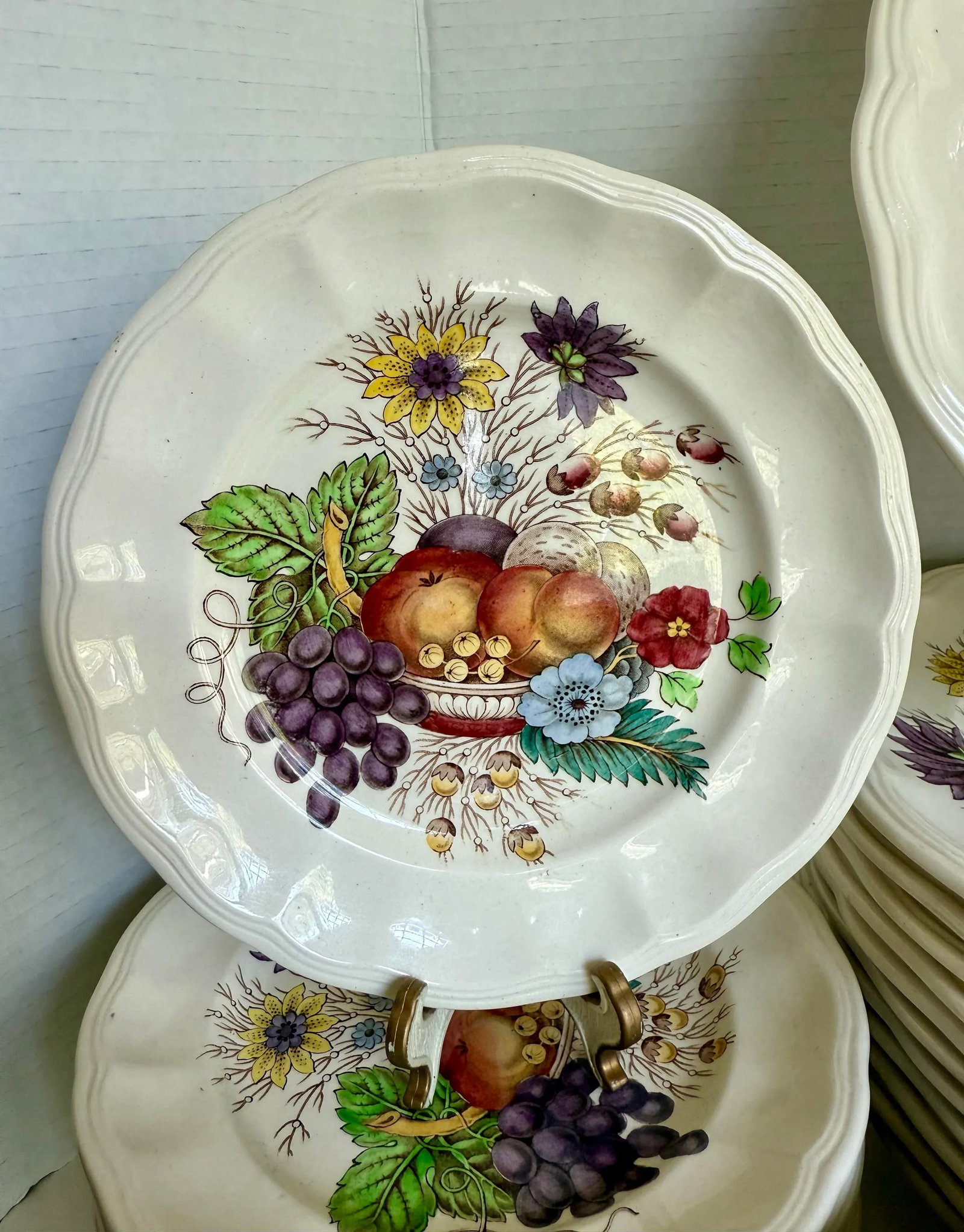 English Spode "Reynolds" Flowers and Fruit Dinnerware Set - 57 Pieces - 3