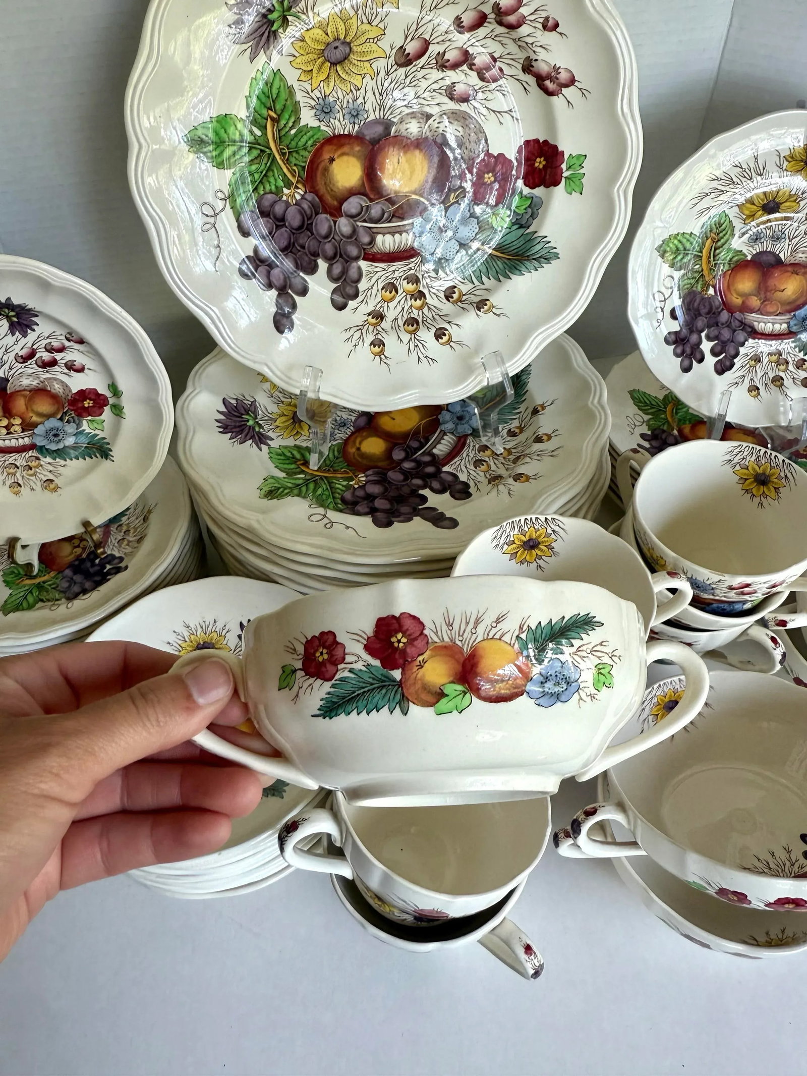 English Spode "Reynolds" Flowers and Fruit Dinnerware Set - 57 Pieces - 5