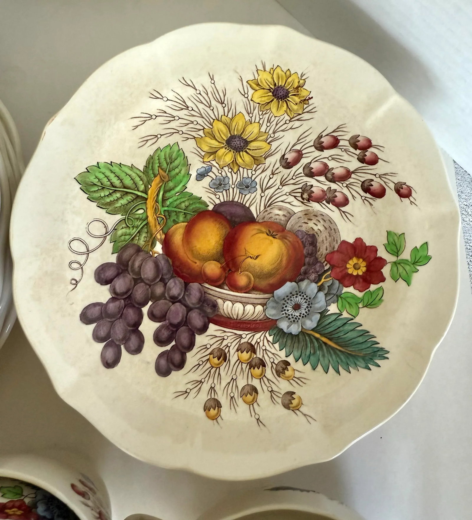 English Spode "Reynolds" Flowers and Fruit Dinnerware Set - 57 Pieces - 9