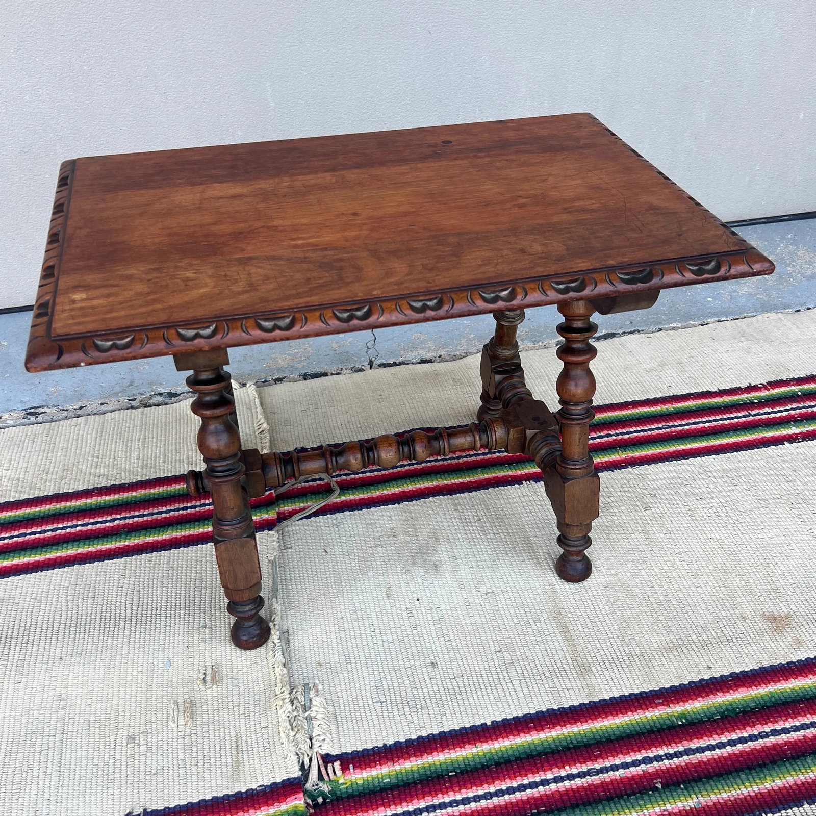 Antique Walnut William and Mary Style Turned Leg Small Sized Side Table, Circa 1920's - 11