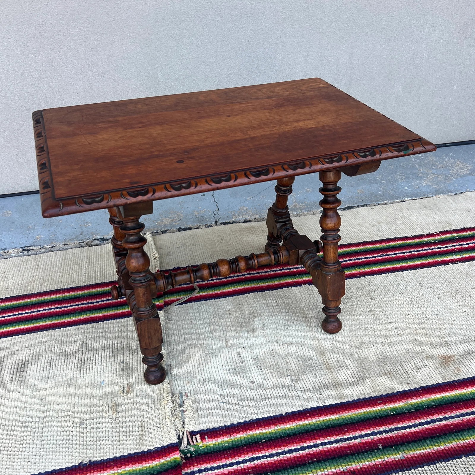 Antique Walnut William and Mary Style Turned Leg Small Sized Side Table, Circa 1920's - 12