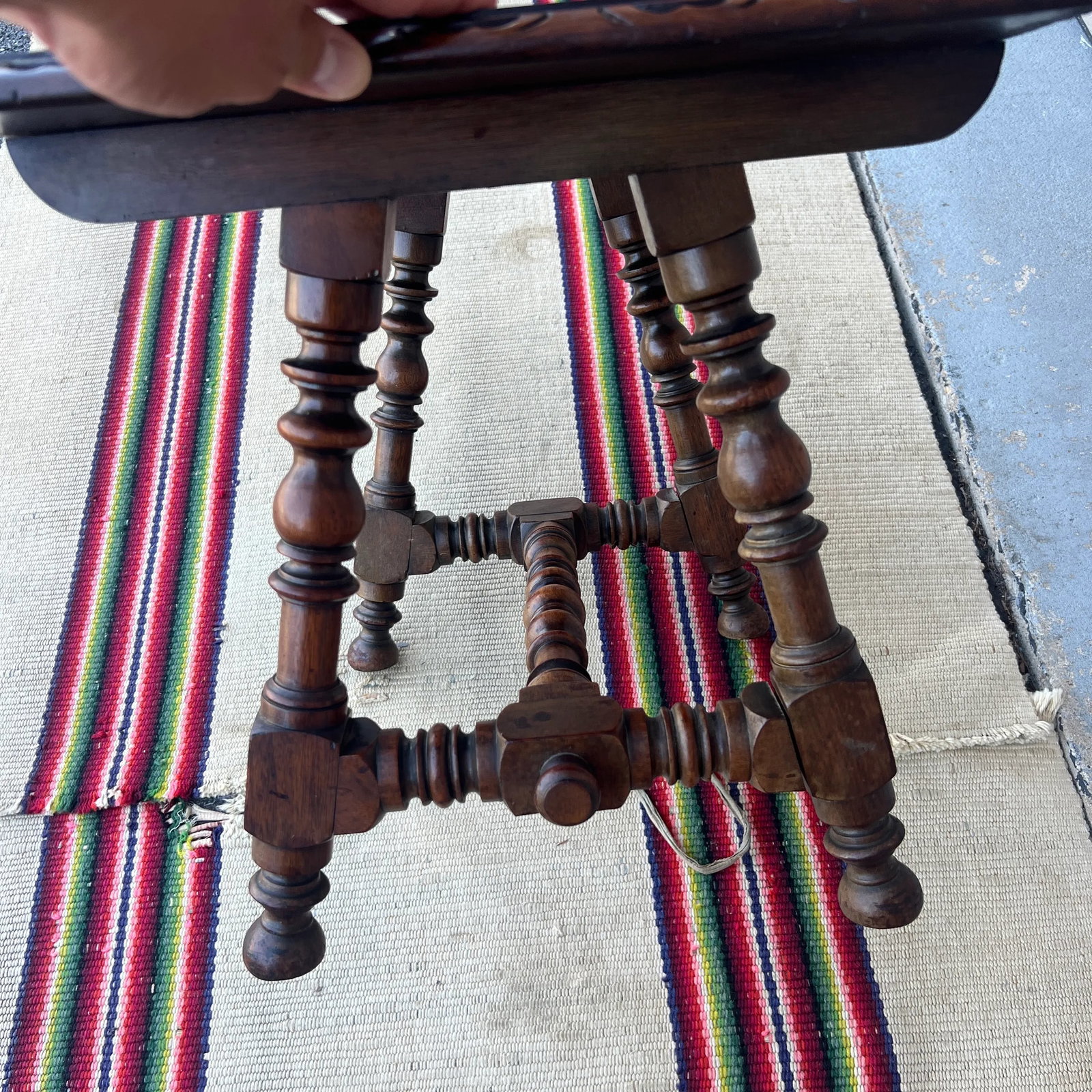 Antique Walnut William and Mary Style Turned Leg Small Sized Side Table, Circa 1920's - 7