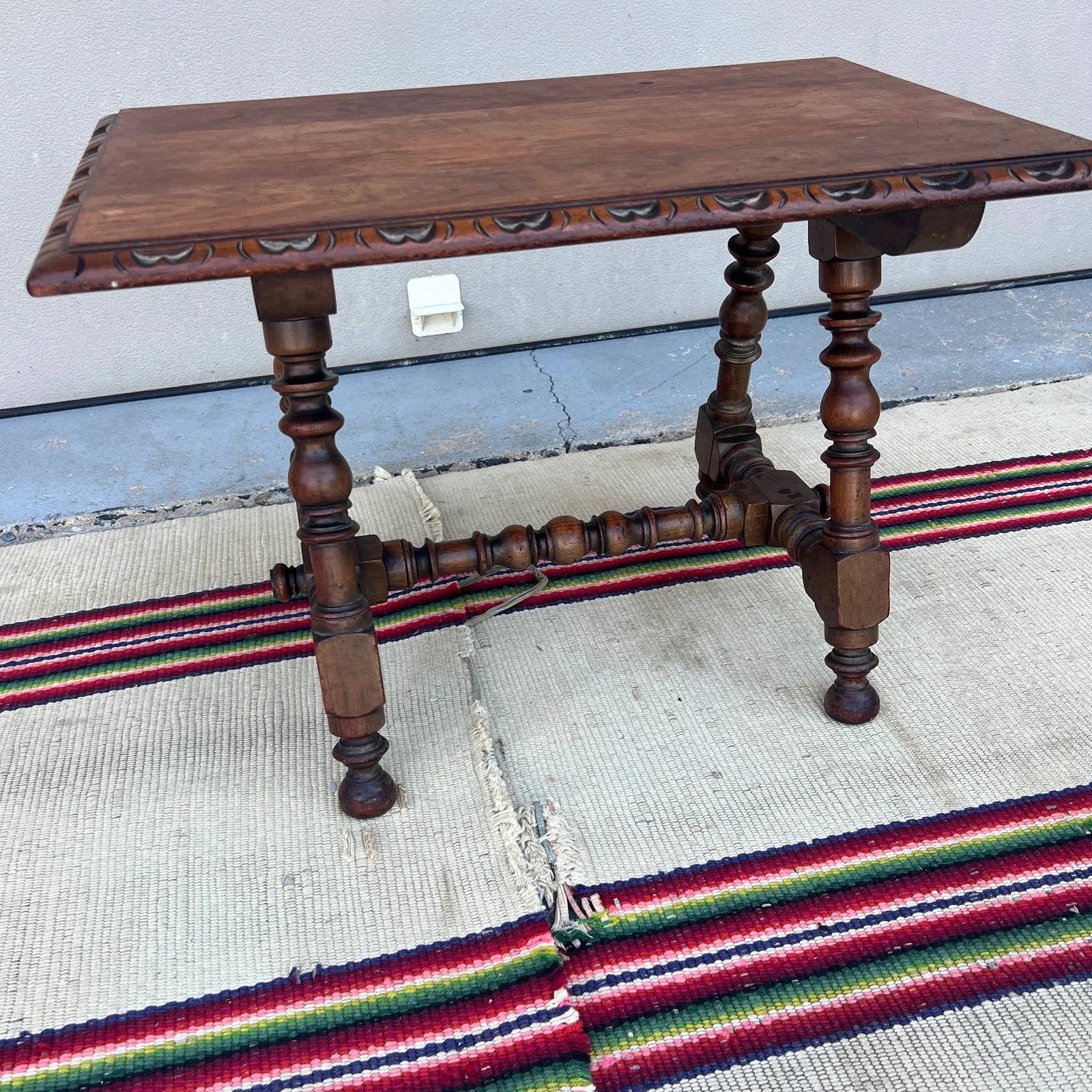 Antique Walnut William and Mary Style Turned Leg Small Sized Side Table, Circa 1920's - 8