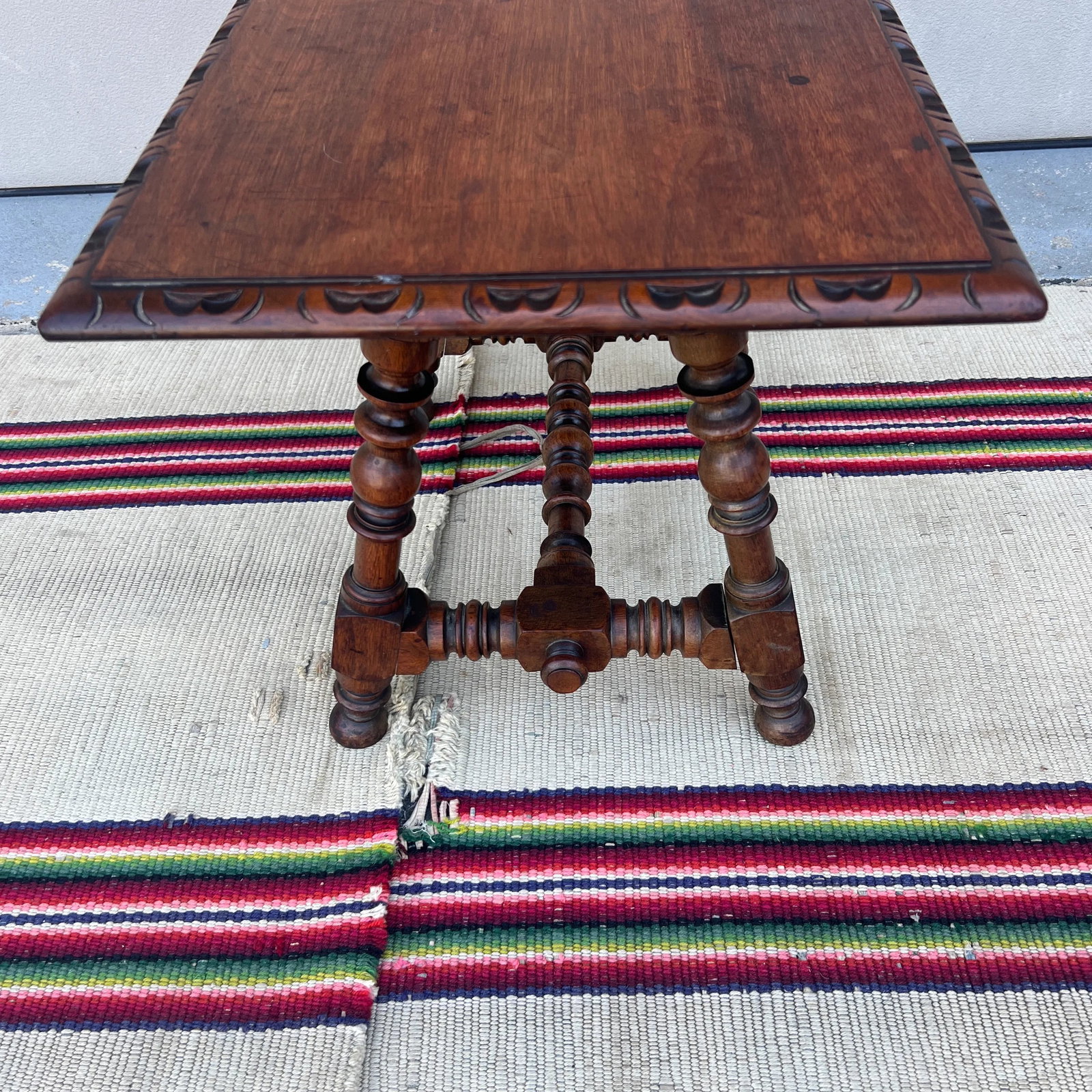 Antique Walnut William and Mary Style Turned Leg Small Sized Side Table, Circa 1920's - 9