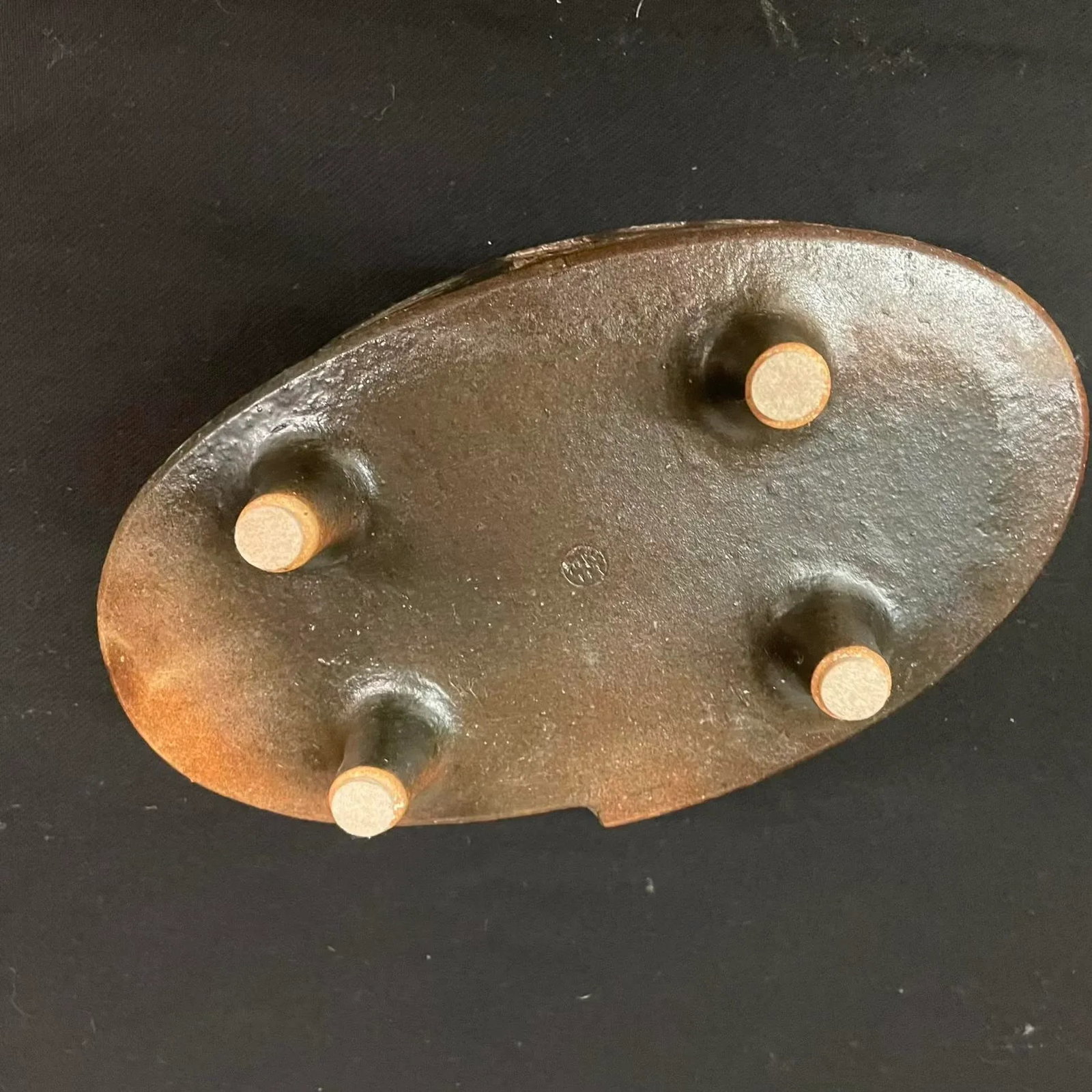 Oval Japanese Ikebana Planter, Footed Stoneware Vessel, Mid-20th Century - 16