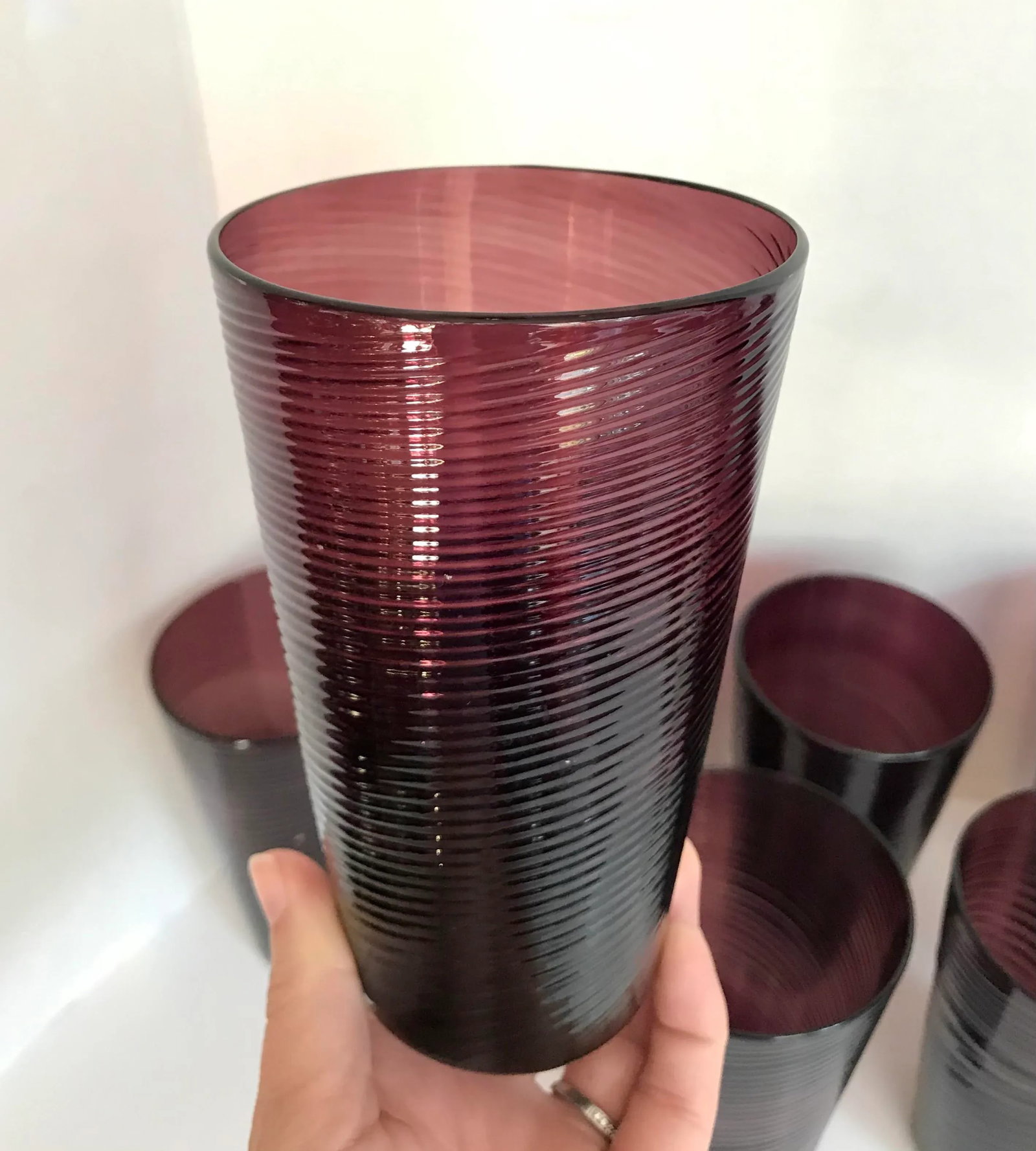 Vintage Avalos Mexican Hand-Blown Tumbler Glasses and Plates Set of 26 - 5