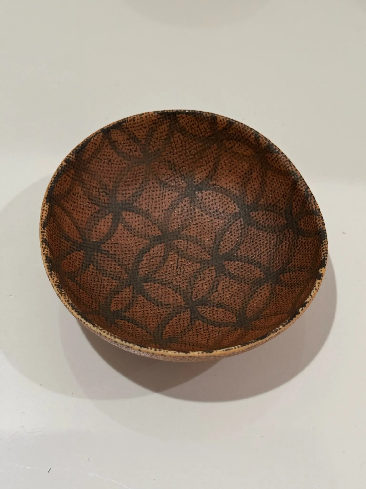 Set of 4 Japanese Studio Pottery Bowls – Hand-Painted Geometric Designs, Signed - 6