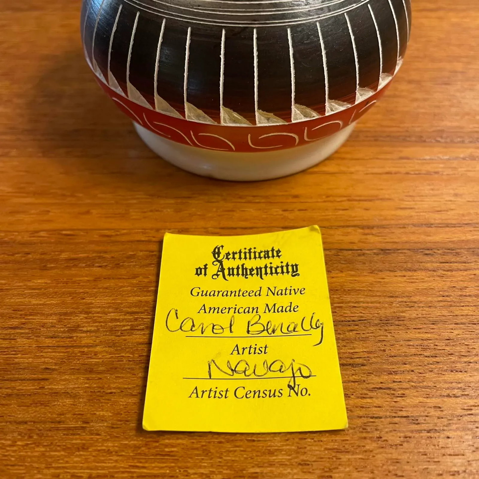 Miniature Navajo Horsehair Pottery Jar - Signed Carol Benally - 11