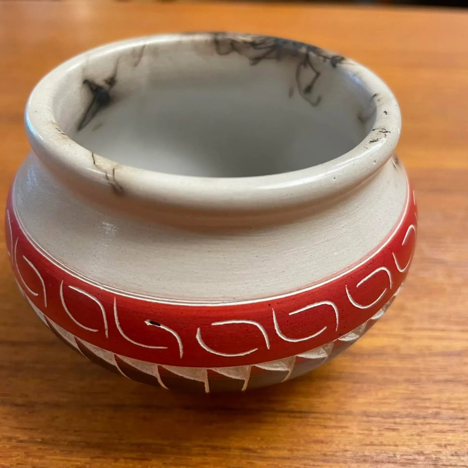 Miniature Navajo Horsehair Pottery Jar - Signed Carol Benally - 12