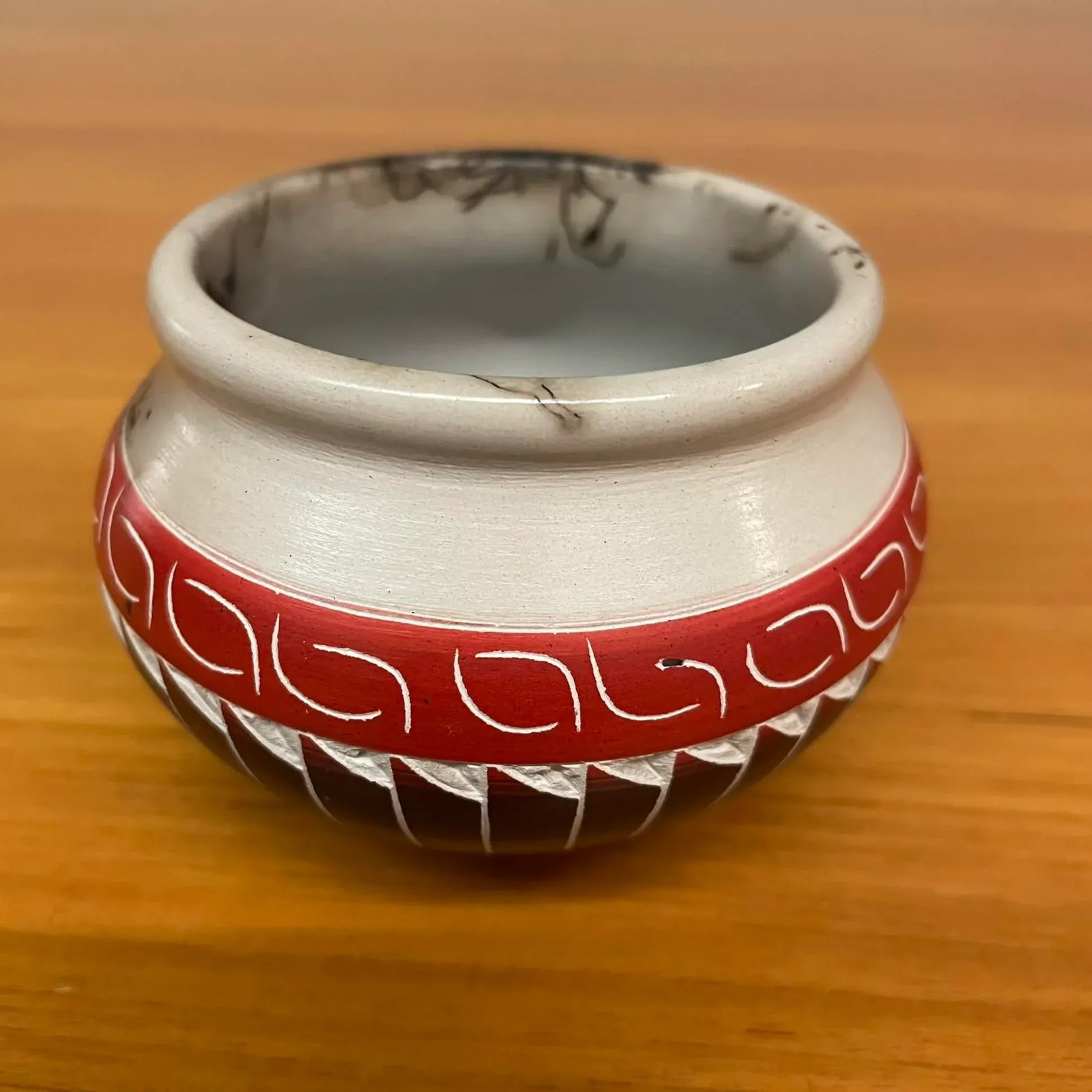 Miniature Navajo Horsehair Pottery Jar - Signed Carol Benally - 14