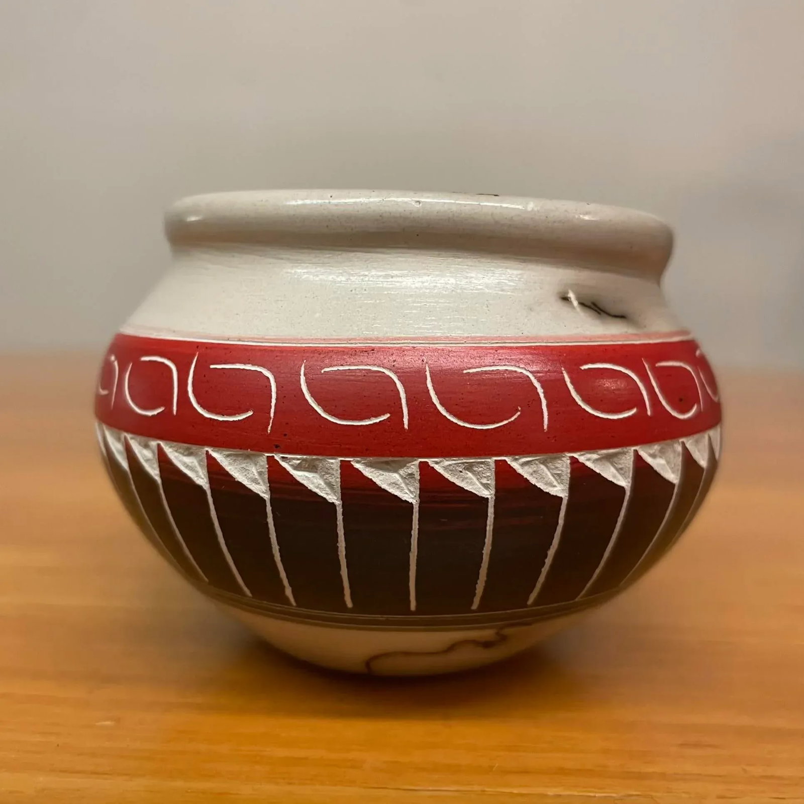 Miniature Navajo Horsehair Pottery Jar - Signed Carol Benally - 15