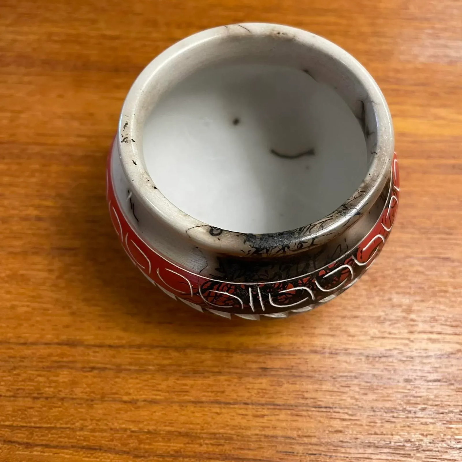 Miniature Navajo Horsehair Pottery Jar - Signed Carol Benally - 5