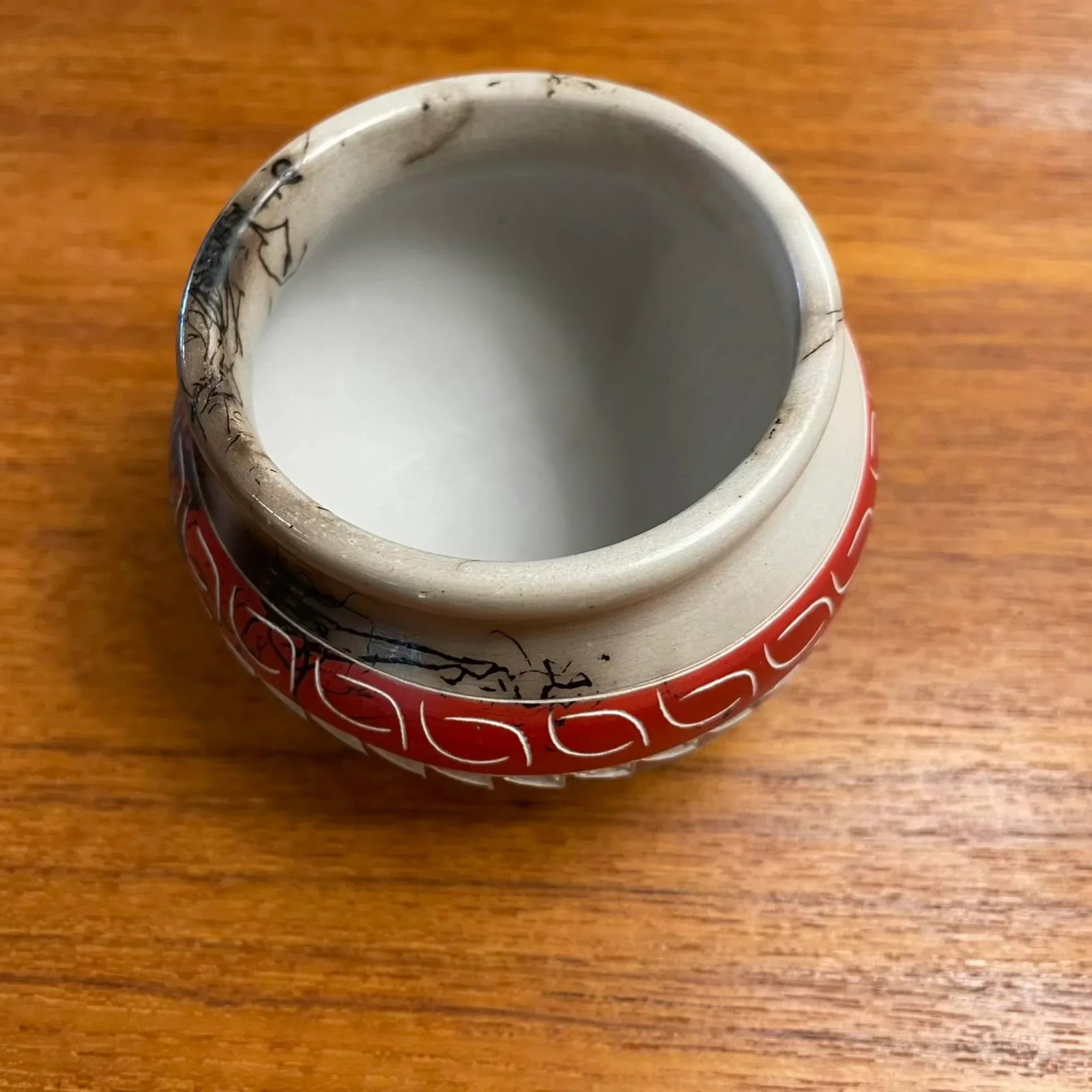 Miniature Navajo Horsehair Pottery Jar - Signed Carol Benally - 7