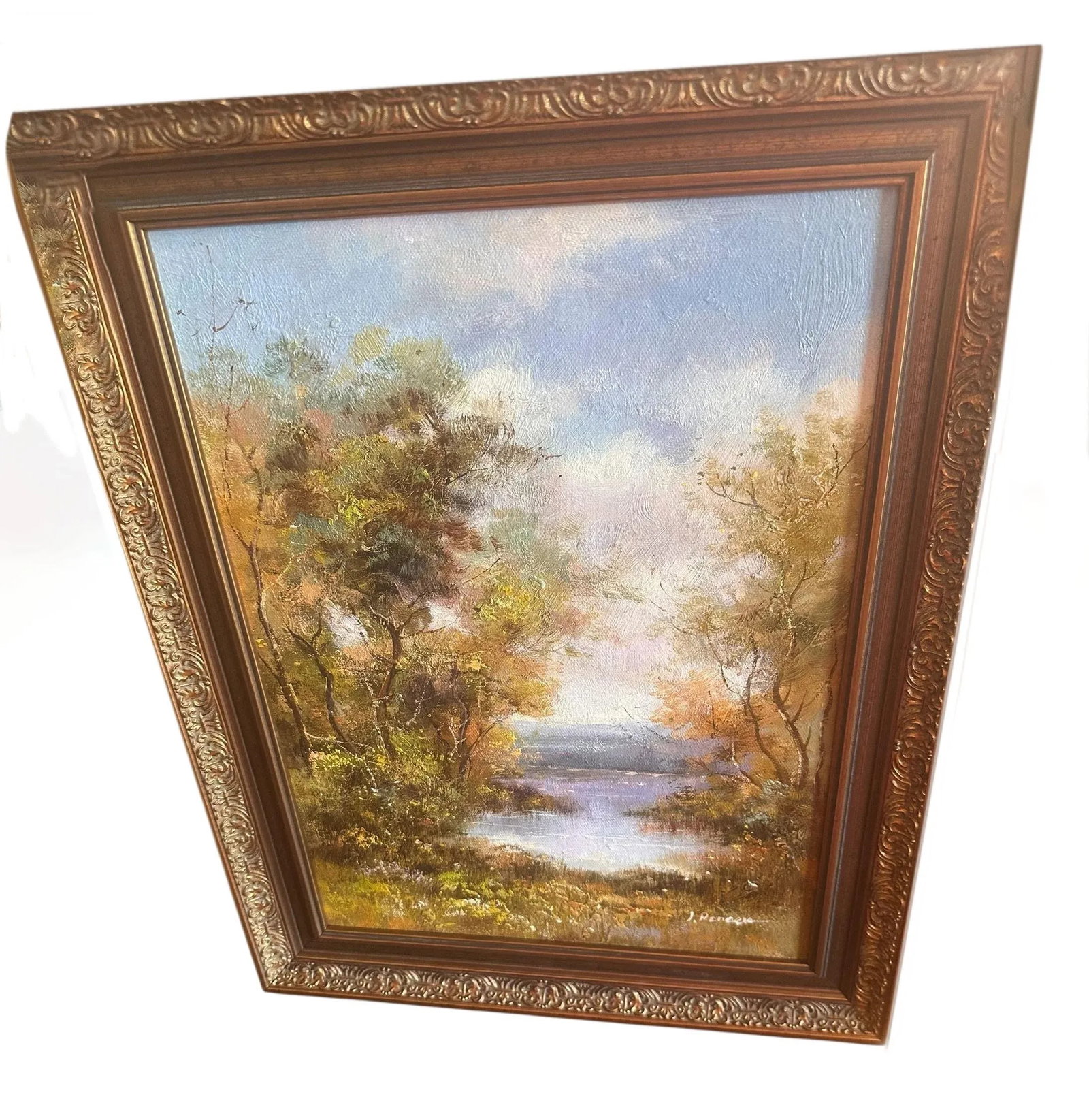 Antique Gold Framed Oil Painting Signed J. Reneau, France - 2