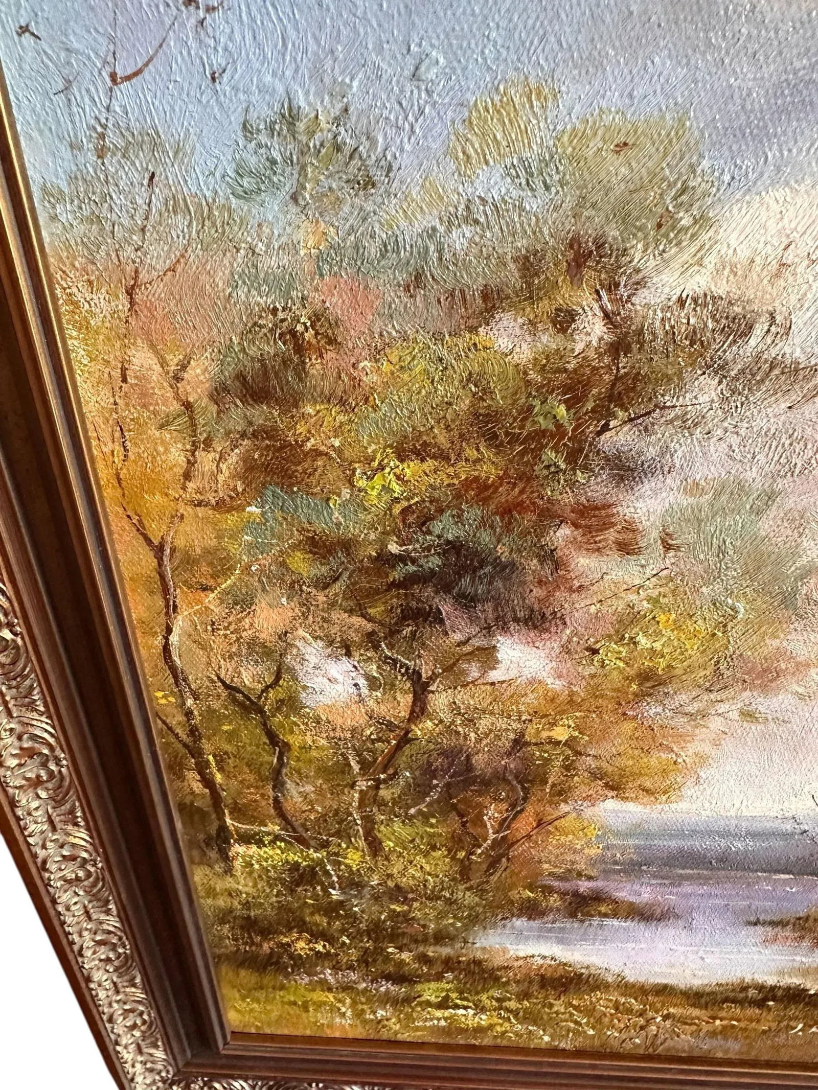 Antique Gold Framed Oil Painting Signed J. Reneau, France - 3