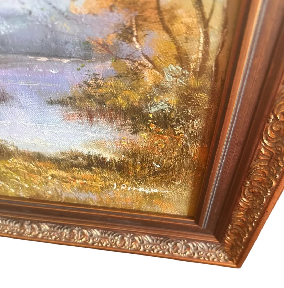 Antique Gold Framed Oil Painting Signed J. Reneau, France - 5