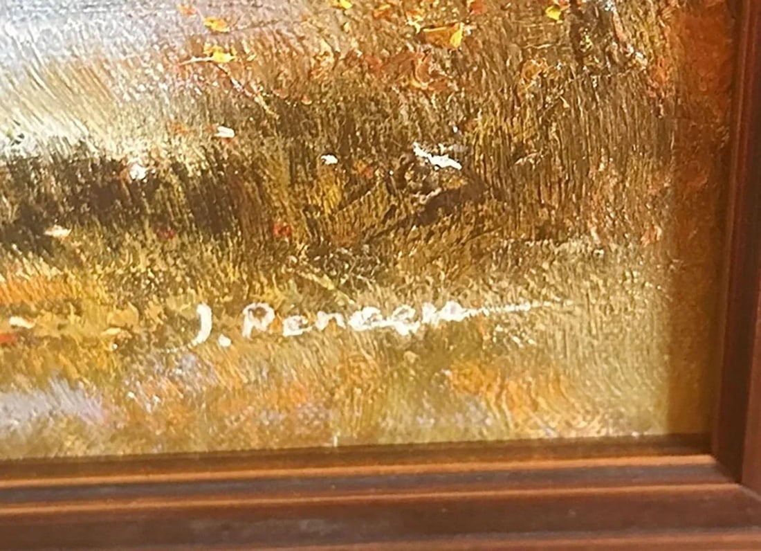 Antique Gold Framed Oil Painting Signed J. Reneau, France - 6