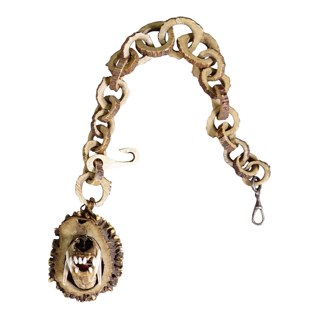 Antique Traditional Costume Chain Made From Antlers, 1990s: Antique Traditional Costume Chain Made from Antlers, 1990s This unique handcrafted traditional costume chain is made entirely from carved deer antler links, showcasing intricate Alpine craftsmanship.