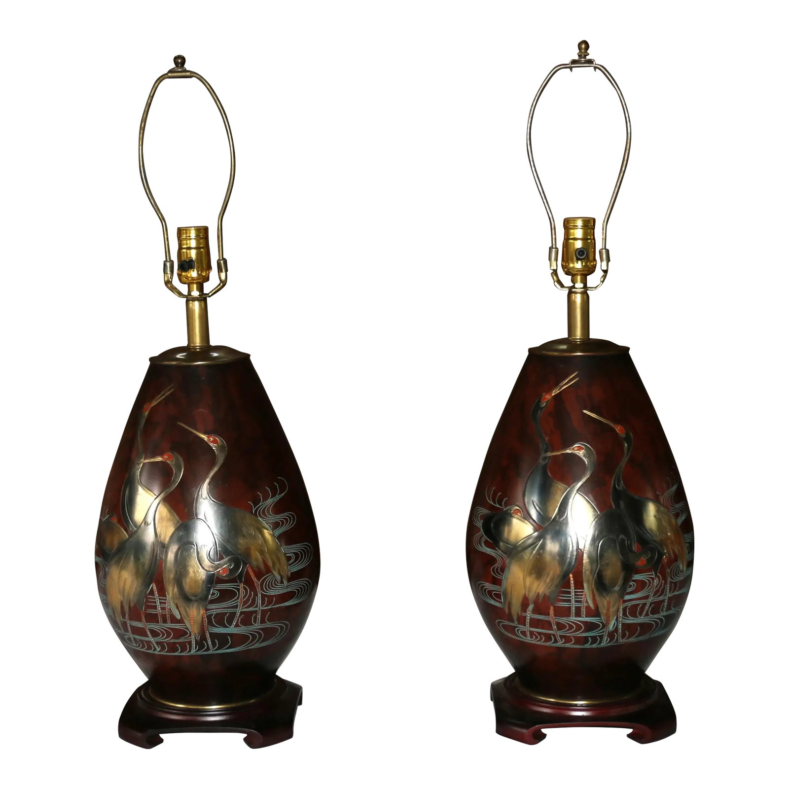 Vintage Pair of Marbro Mixed Metal Table Lamps Bronze, 1950s (1 of 18)