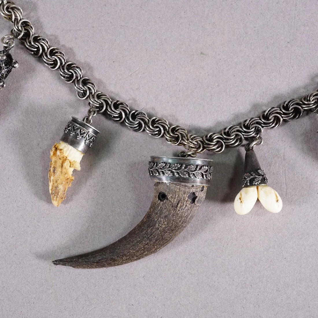 Vintage Bavarian Traditional Costume Jewelry Charivari With Hunting Pendants - 4