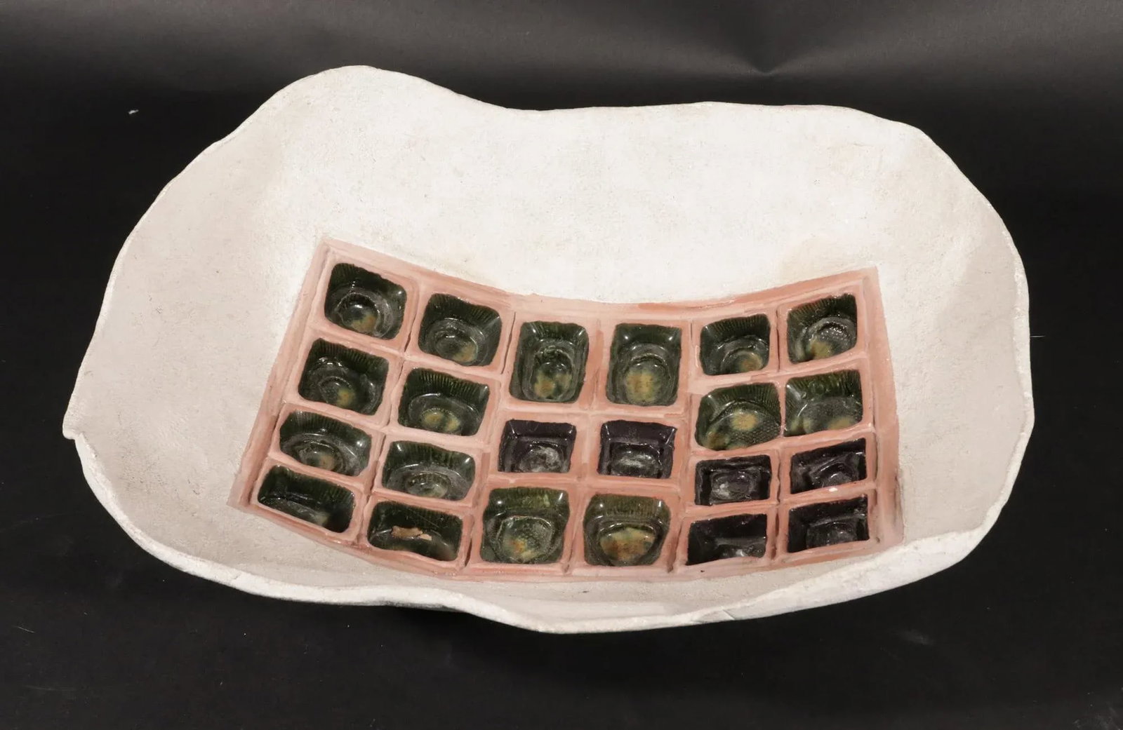 American Stoneware Pottery Rectangular Bowl With Box of Chocolate Design - 4