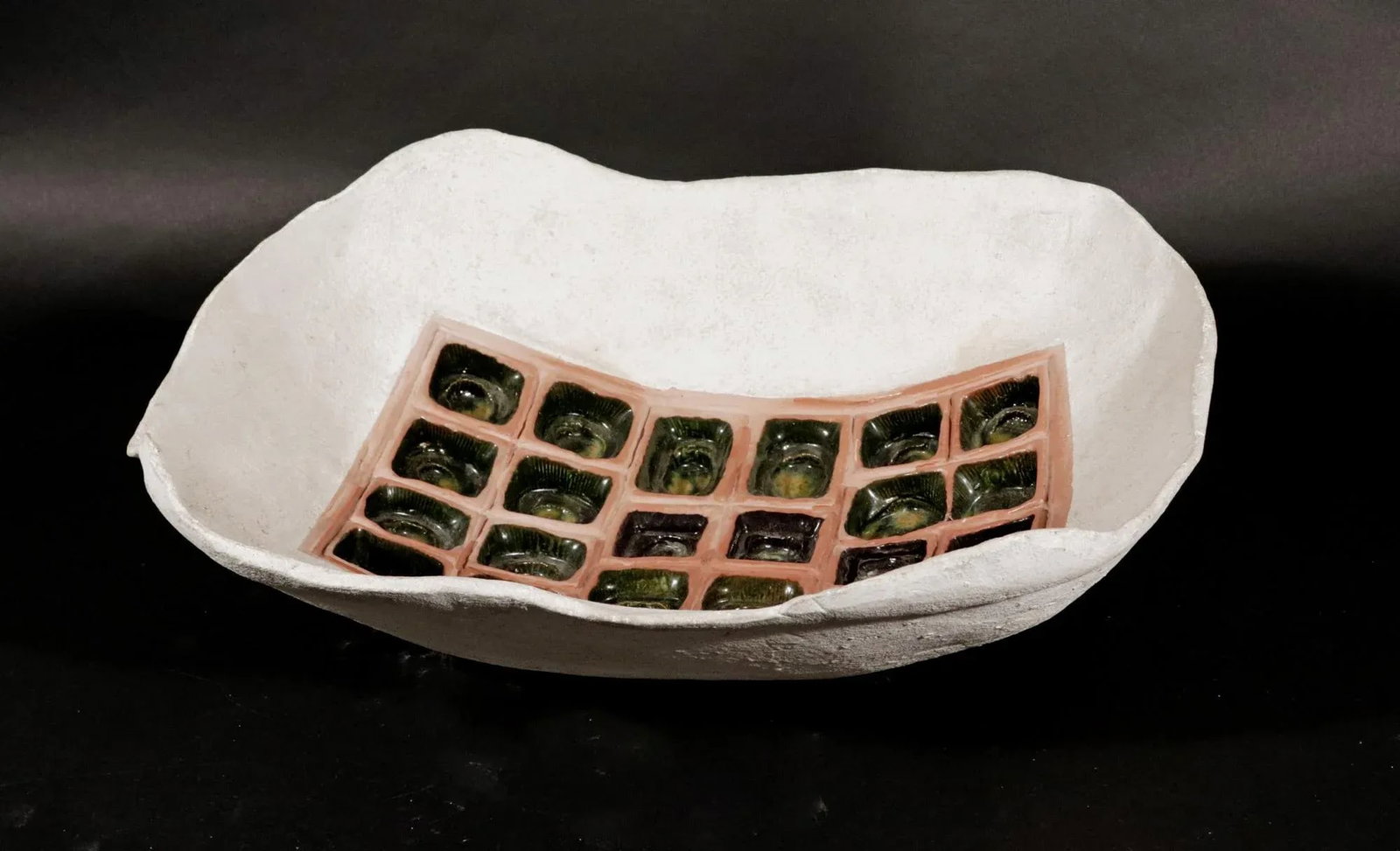 American Stoneware Pottery Rectangular Bowl With Box of Chocolate Design - 7
