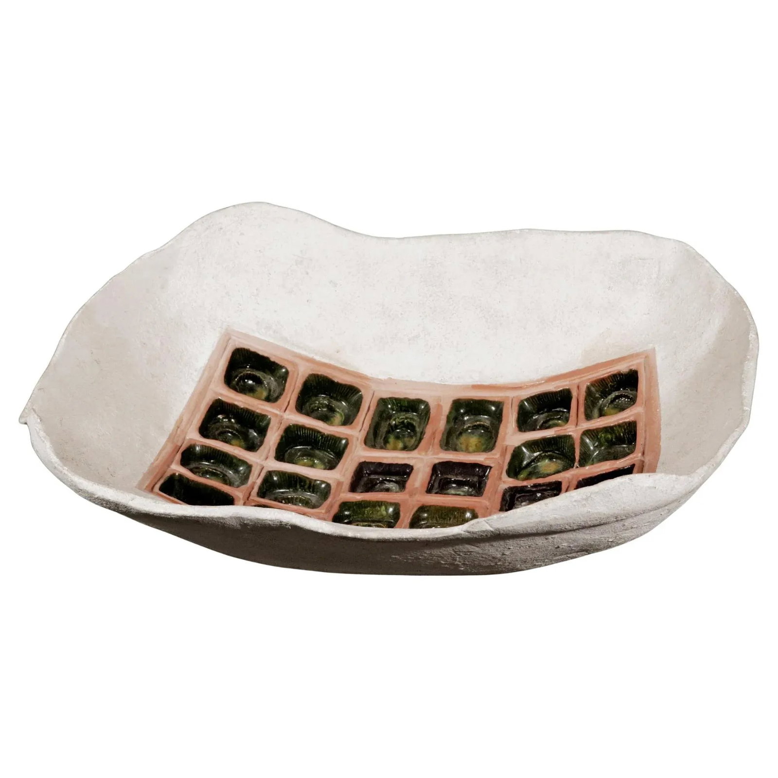 American Stoneware Pottery Rectangular Bowl With Box of Chocolate Design - 8