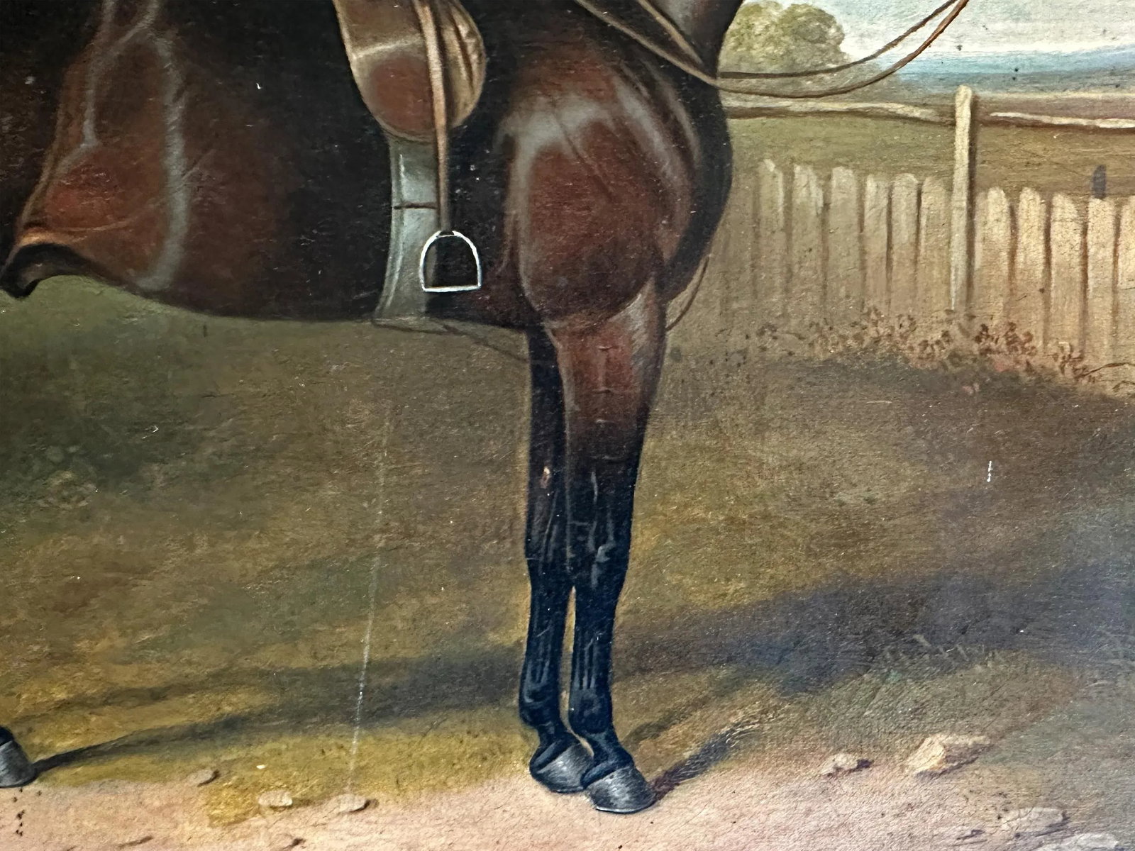 1800s Century "Reprieve" Antique Bay Hunter Horse Painting Oil on Canvas by Apelles - 5