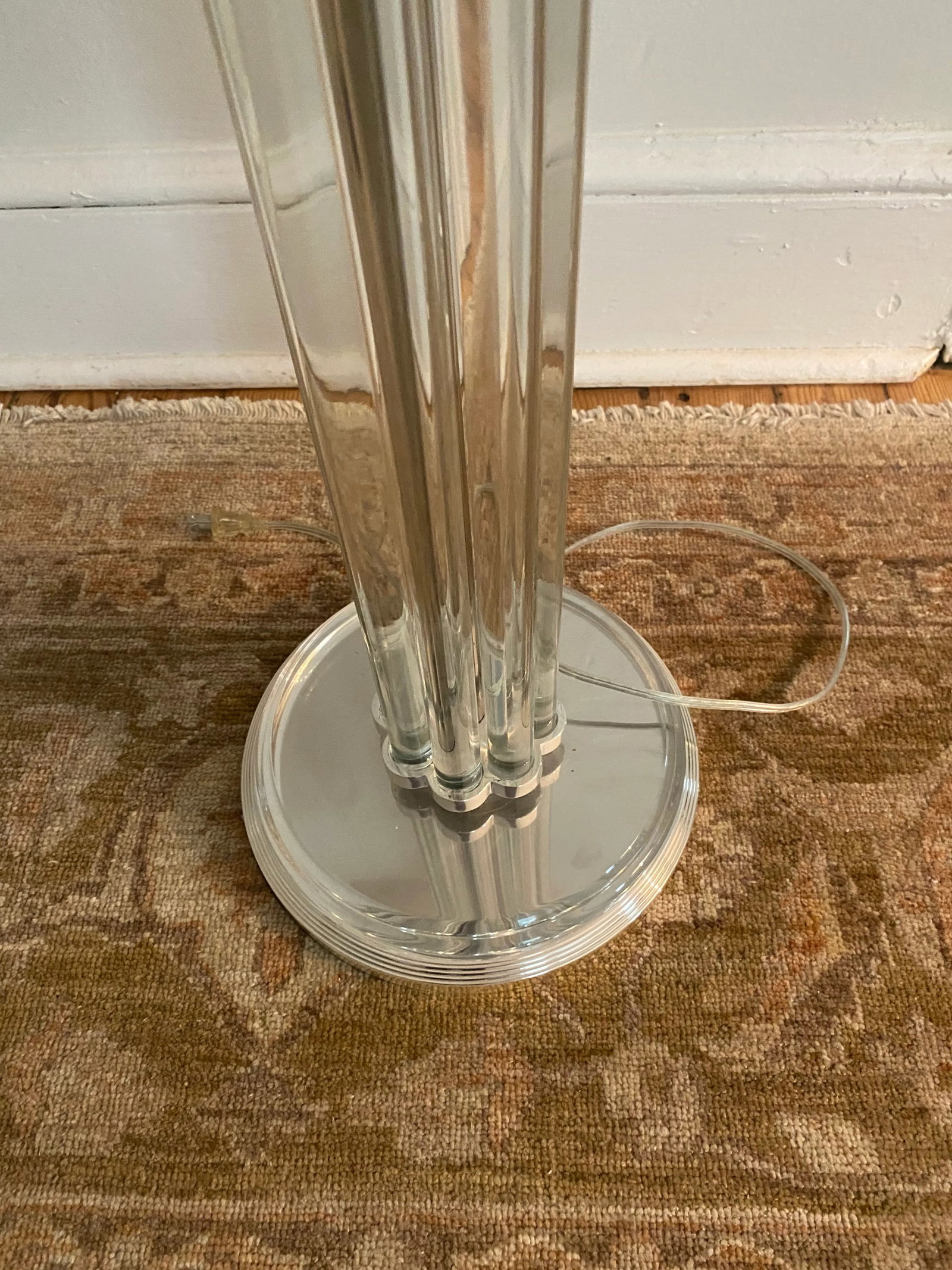 Heavy Pair of Hollywood Regency Crystal and Silver Metal Floor Lamps -a Pair - 4