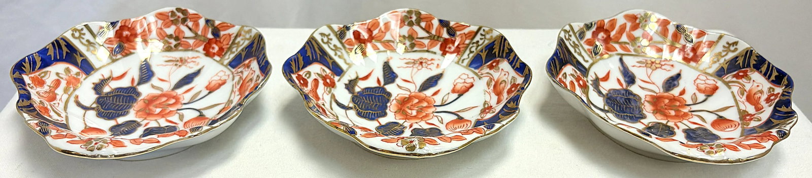 1950's Traditional Imari Porcelain Oyster Dishes- Set of 3 - 12