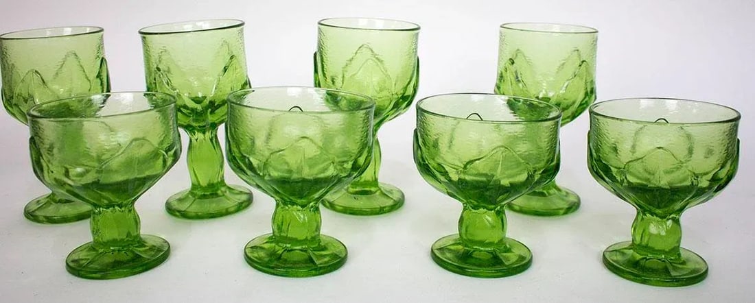 1960s Mid Century Modern Cabaret Green Glasses by Franciscan - Set of 8 - 2