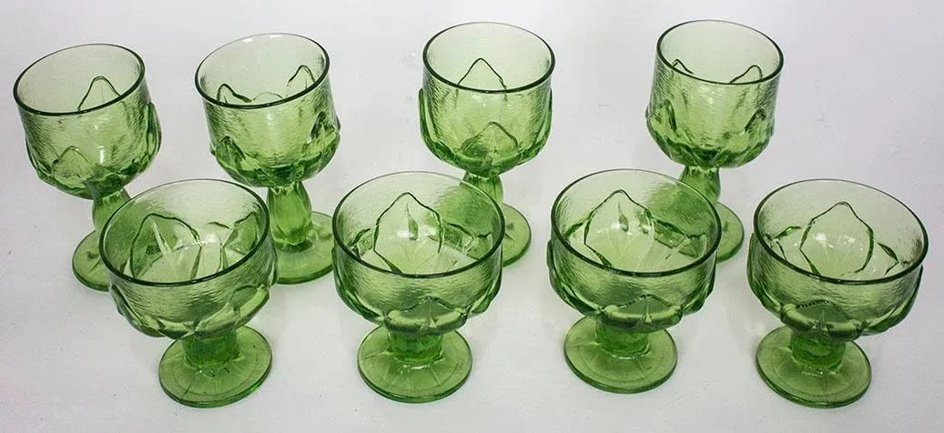 1960s Mid Century Modern Cabaret Green Glasses by Franciscan - Set of 8 - 7